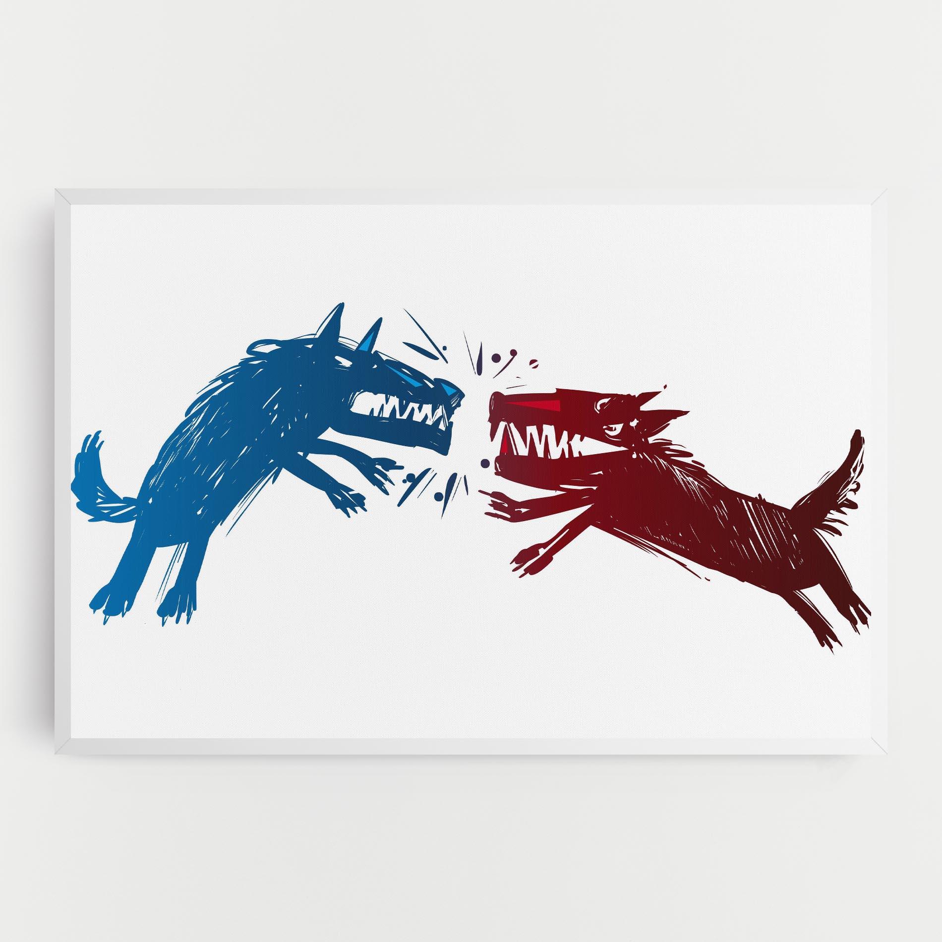 Leinwandbild Red Blue Wolves mockup 0
