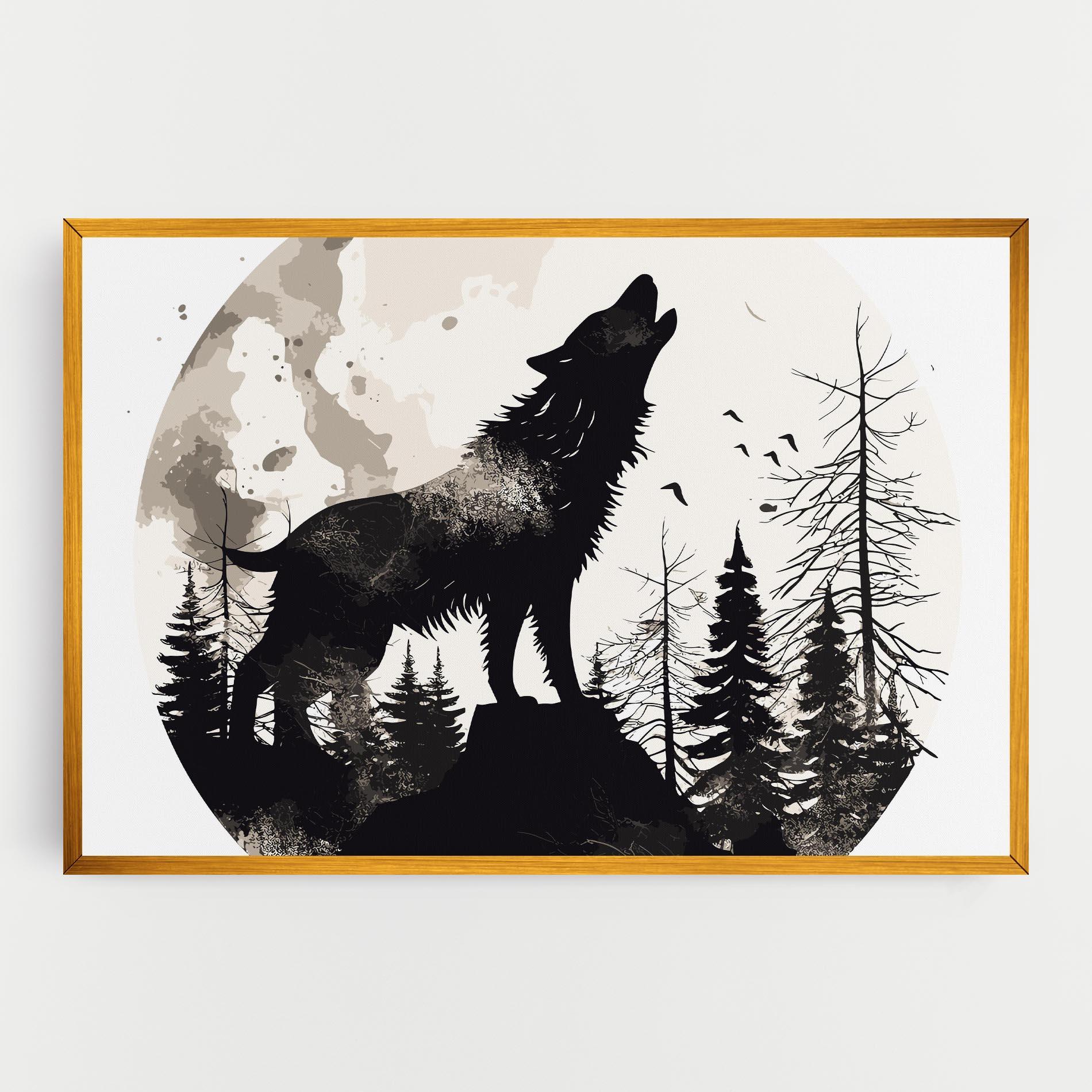 Leinwandbild Black On Cream Wolf mockup 0
