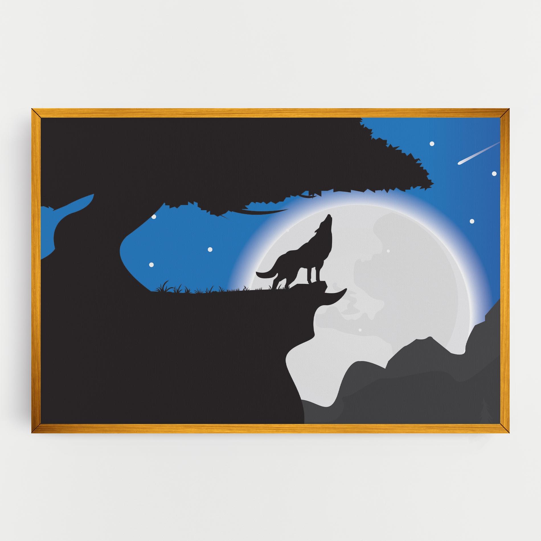 Leinwandbild Blue Light Wolf mockup 0