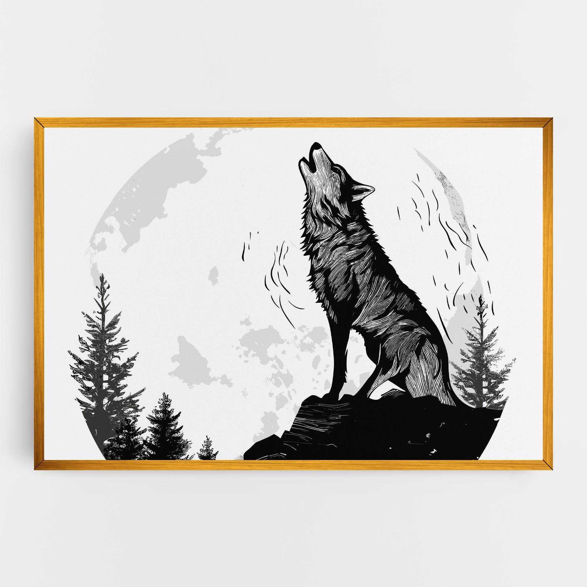 Leinwandbild Grey Moon Wolf mockup 0