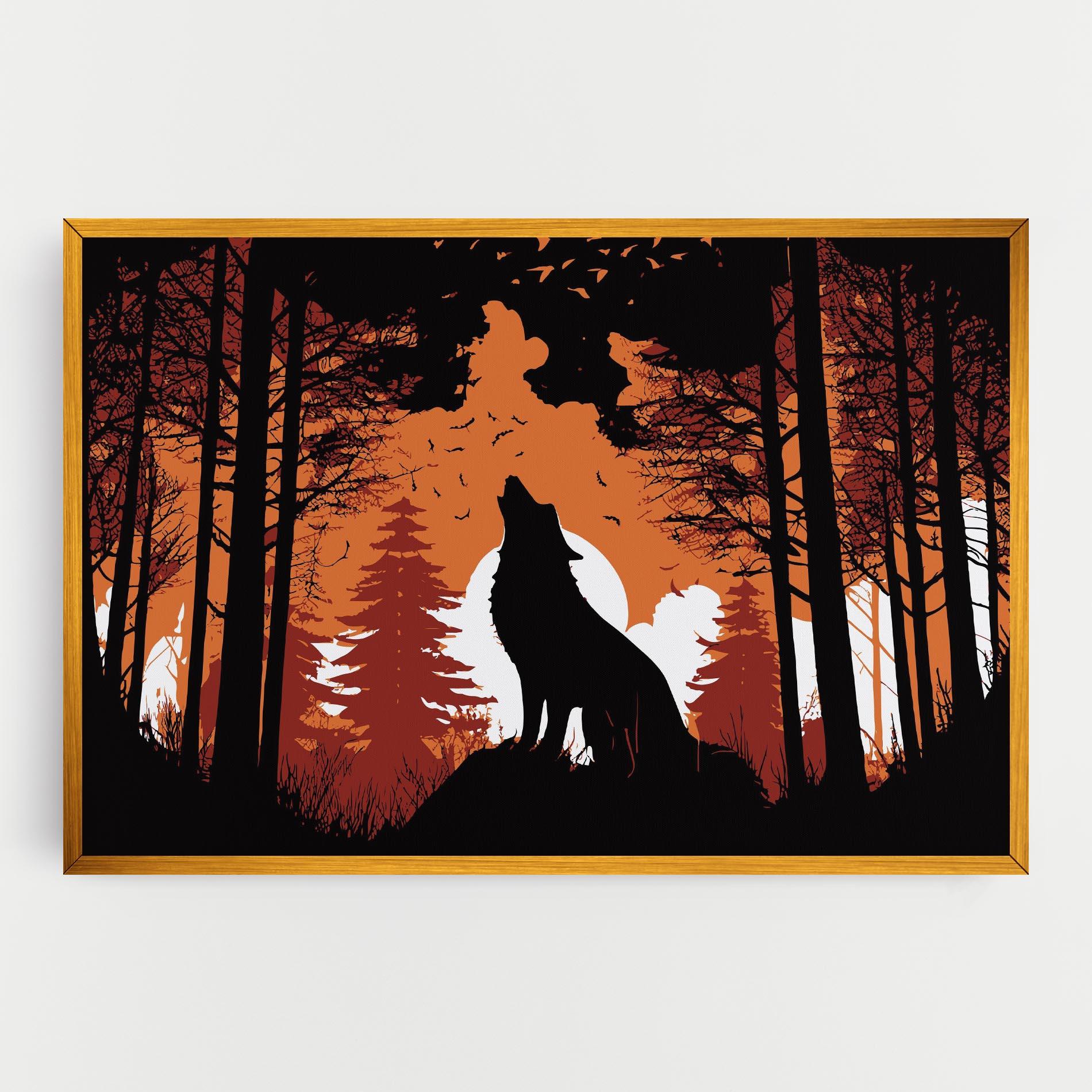Leinwandbild Orange Sky Wolf mockup 0