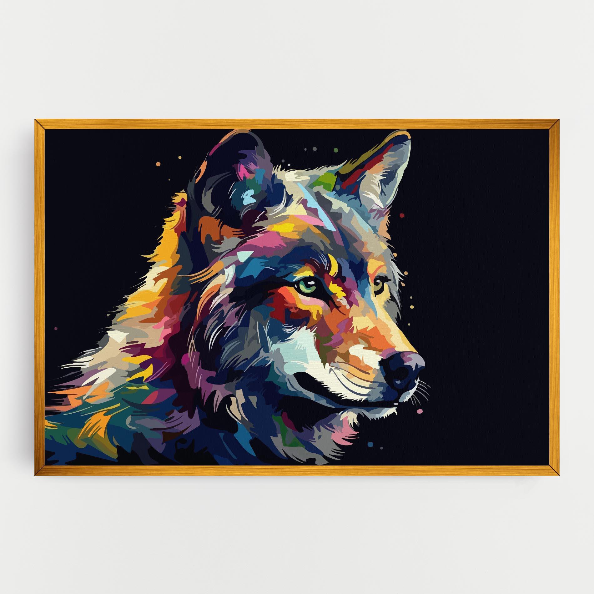 Leinwandbild Painted Wolf mockup 0