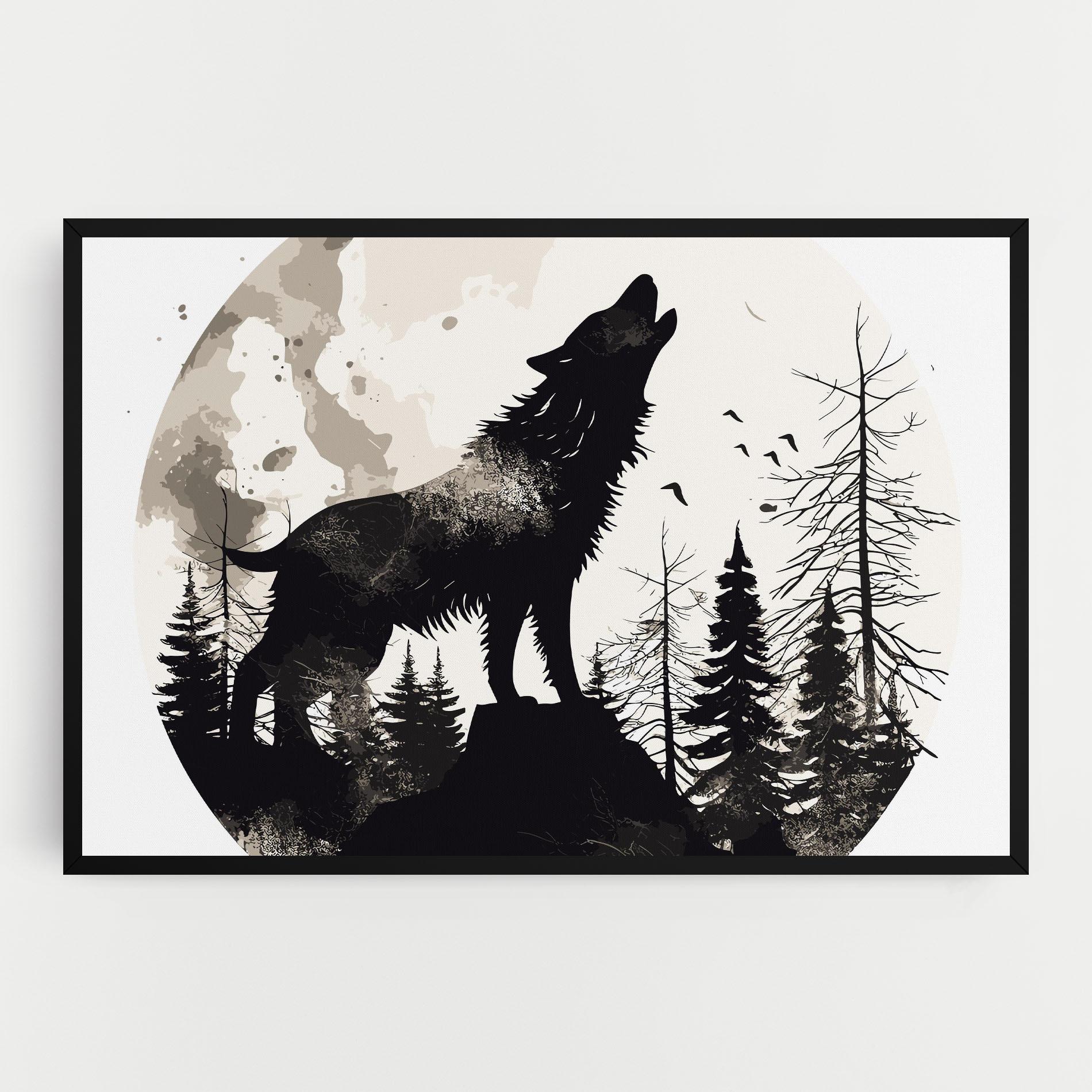 Leinwandbild Black On Cream Wolf mockup 0