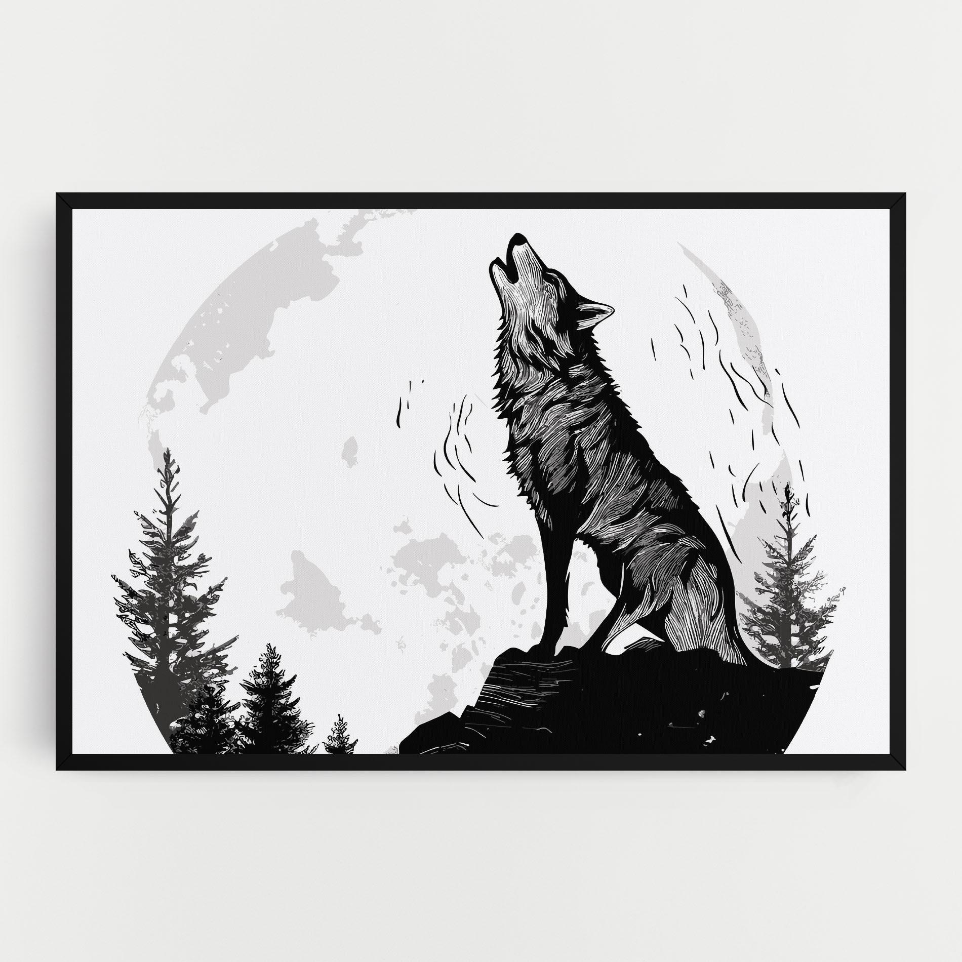 Leinwandbild Grey Moon Wolf mockup 0