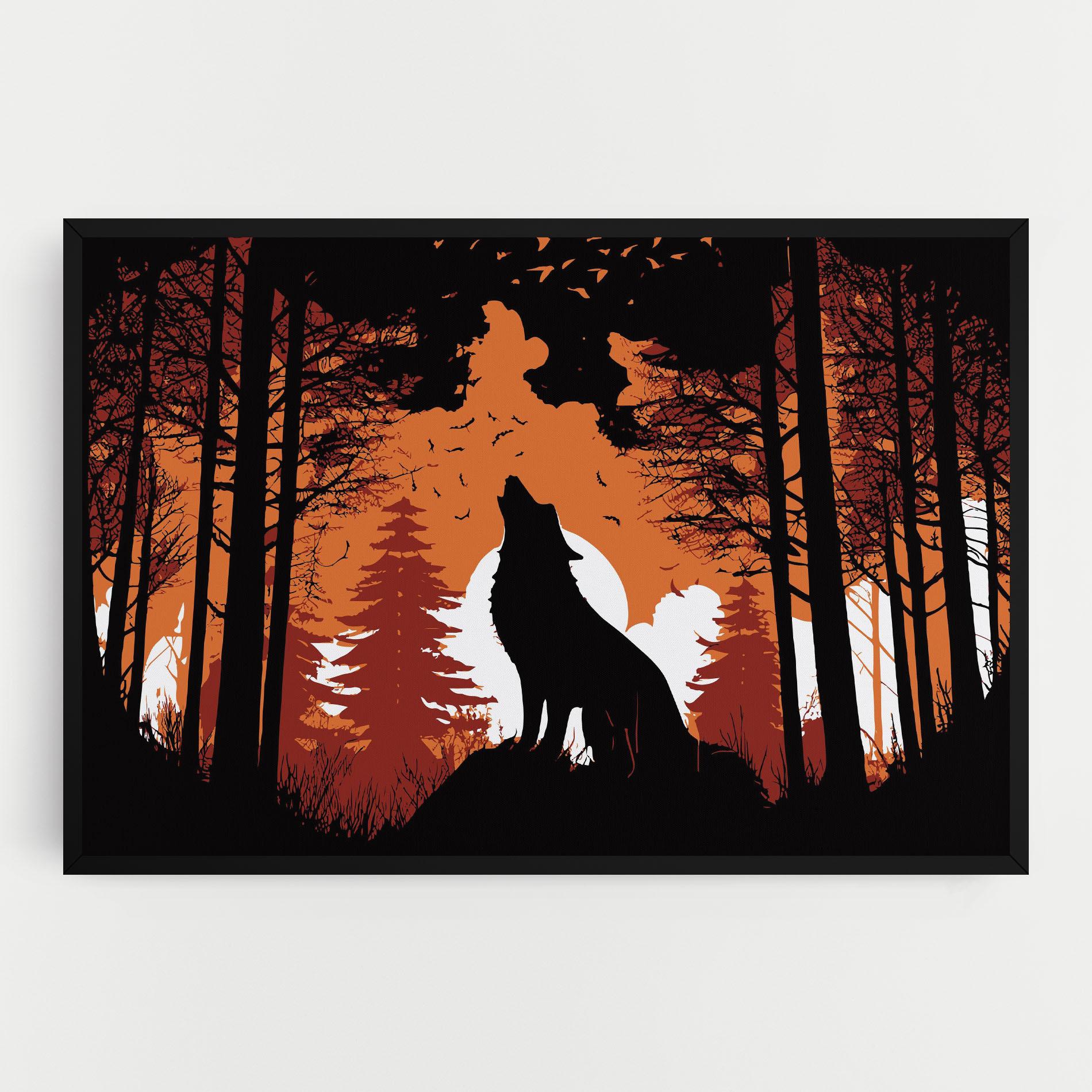 Leinwandbild Orange Sky Wolf mockup 0