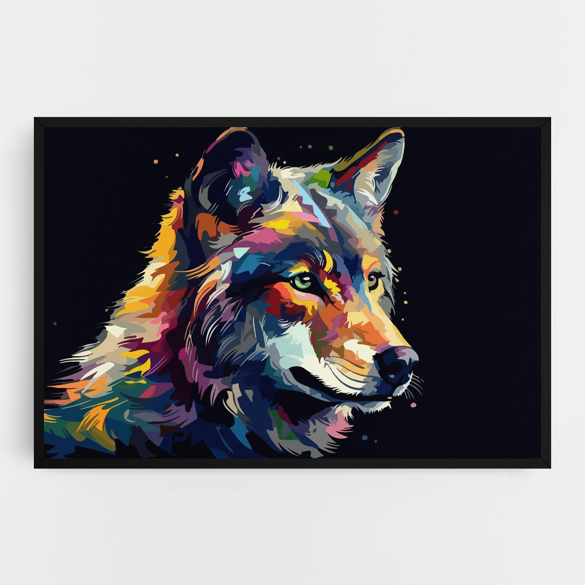 Leinwandbild Painted Wolf mockup 0