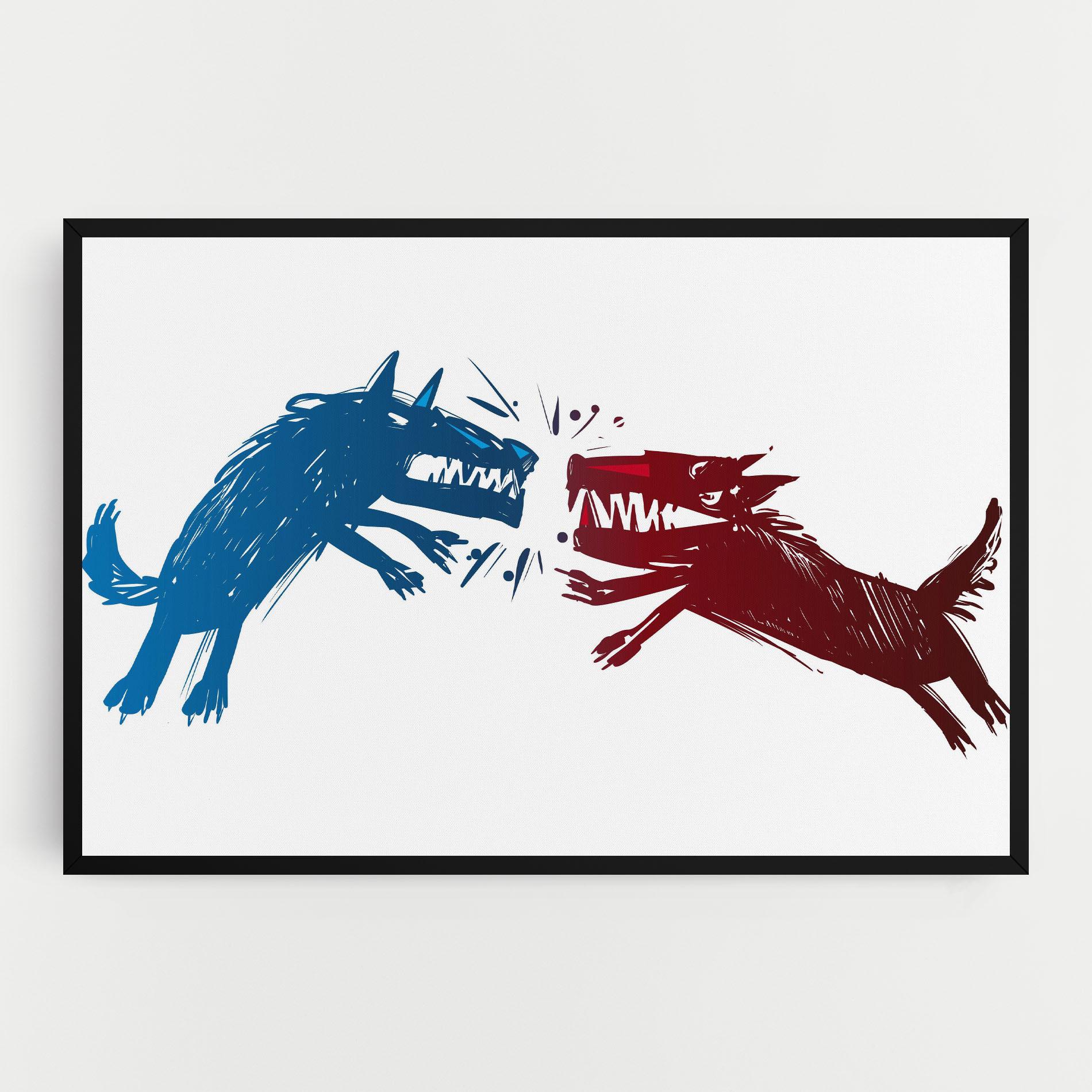 Leinwandbild Red Blue Wolves mockup 0