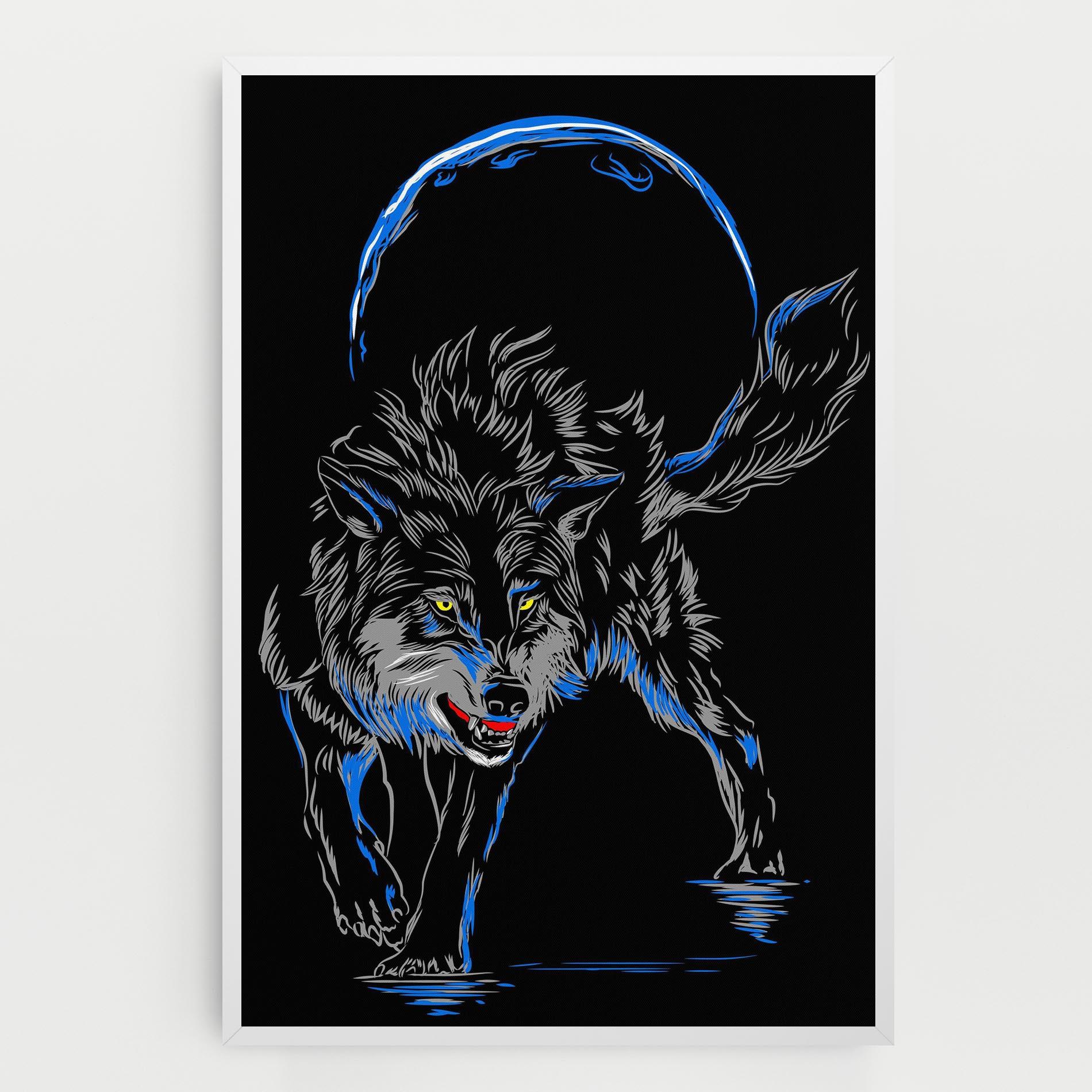 Leinwandbild Grey Blue Wolf mockup 0