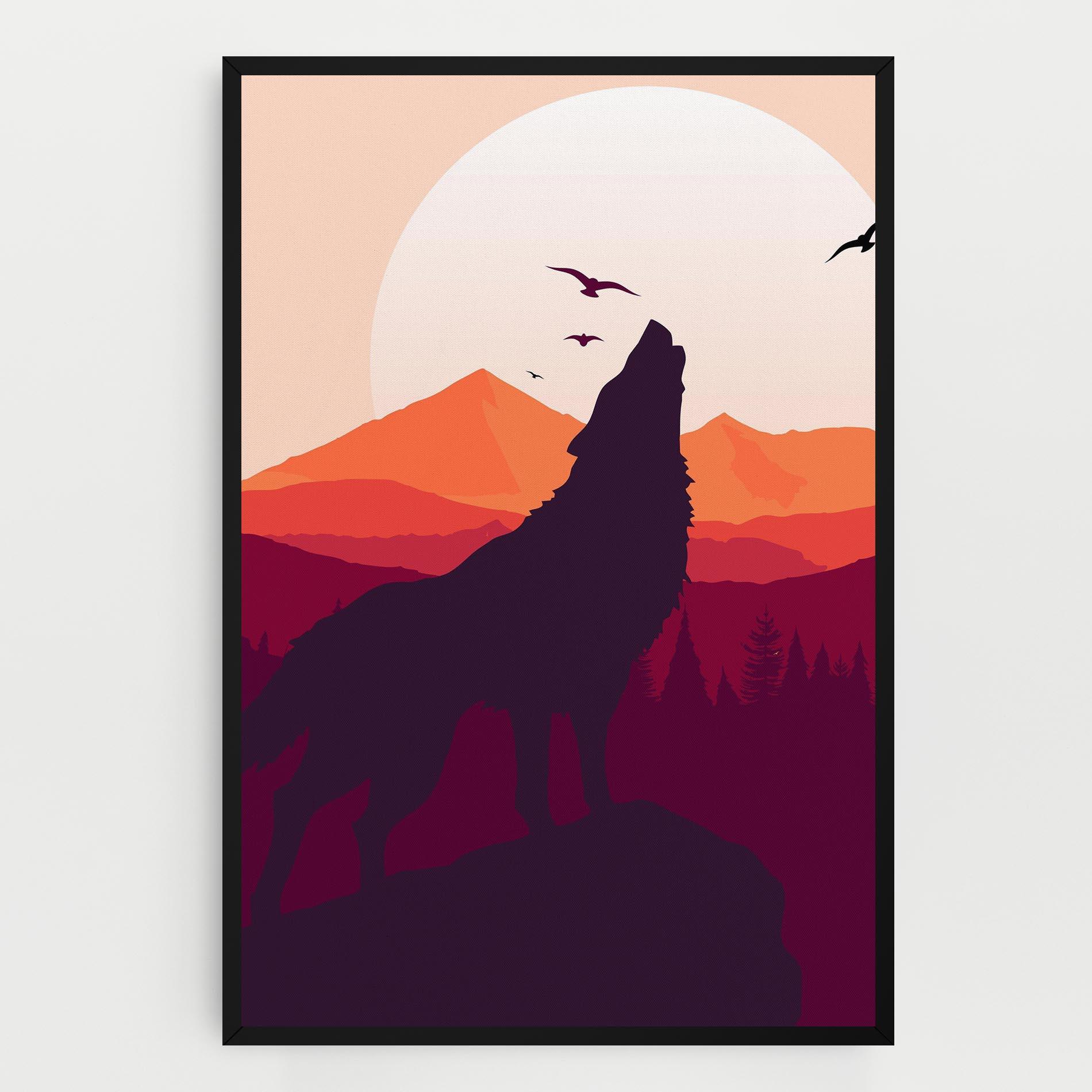 Leinwandbild Wolf Pink Moon mockup 0