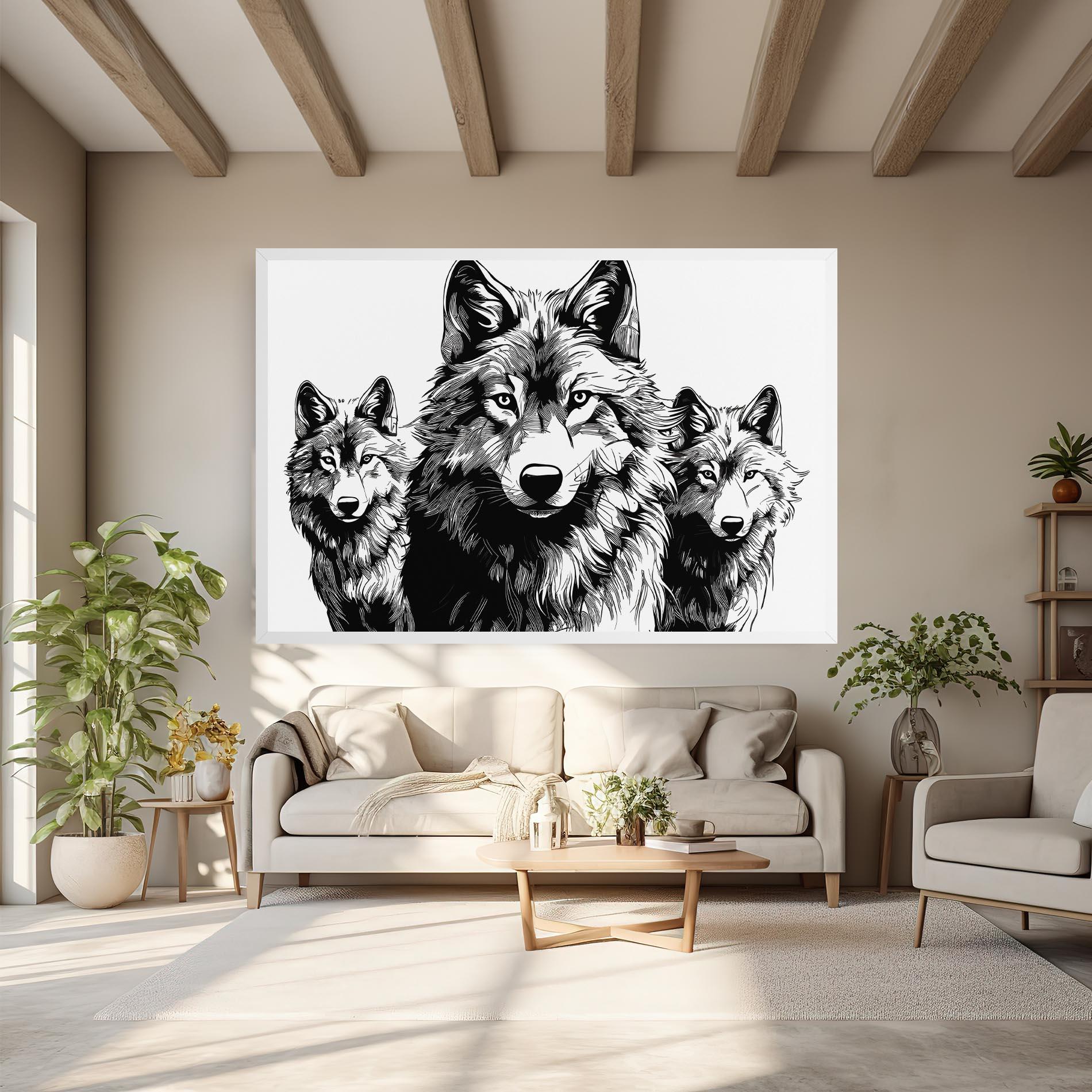 Leinwandbild 3 Wolves mockup 6