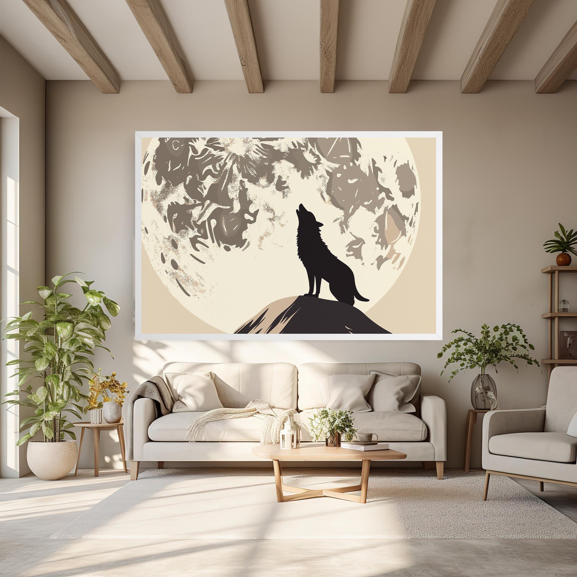 Leinwandbild Cream Moon Wolf mockup 6