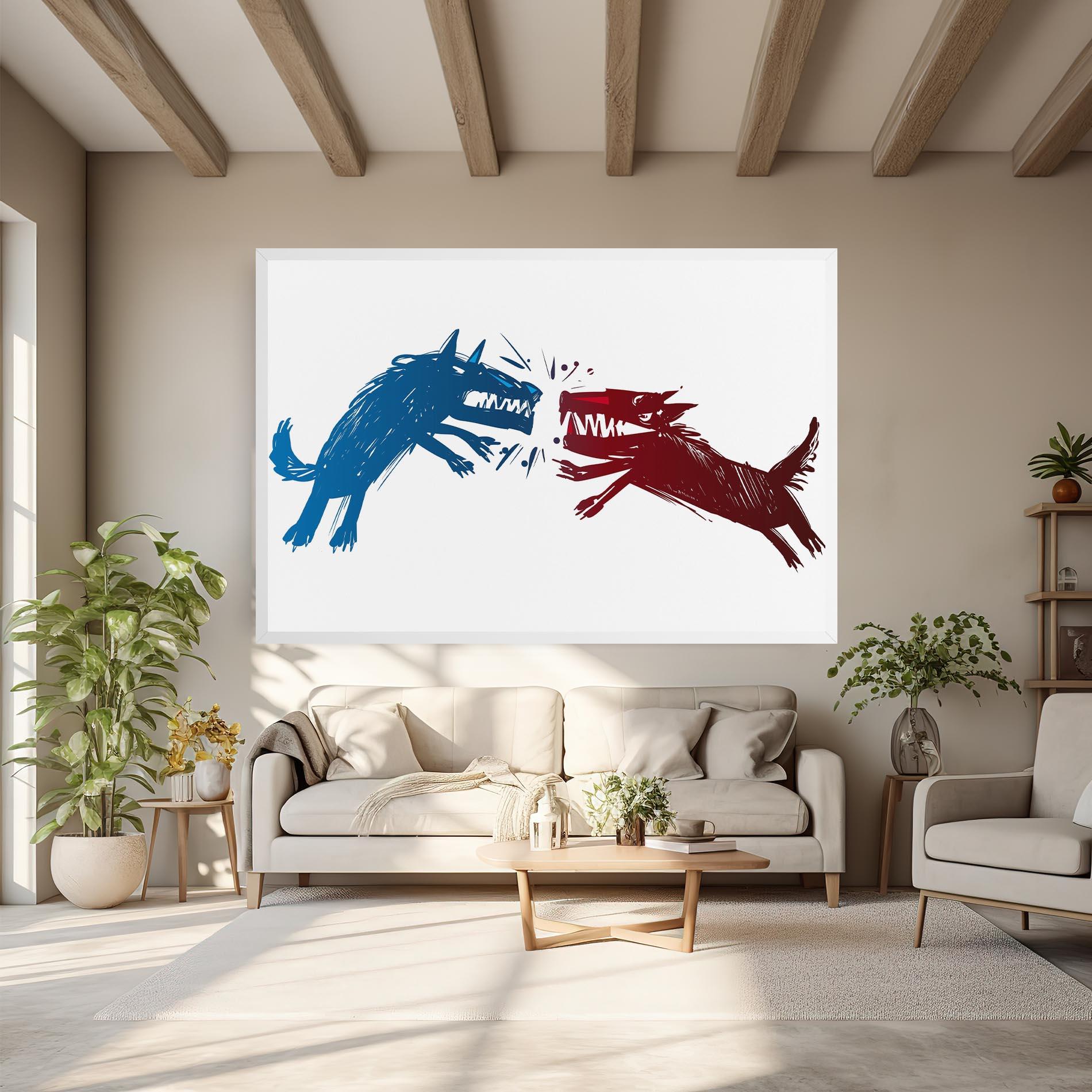Leinwandbild Red Blue Wolves mockup 6