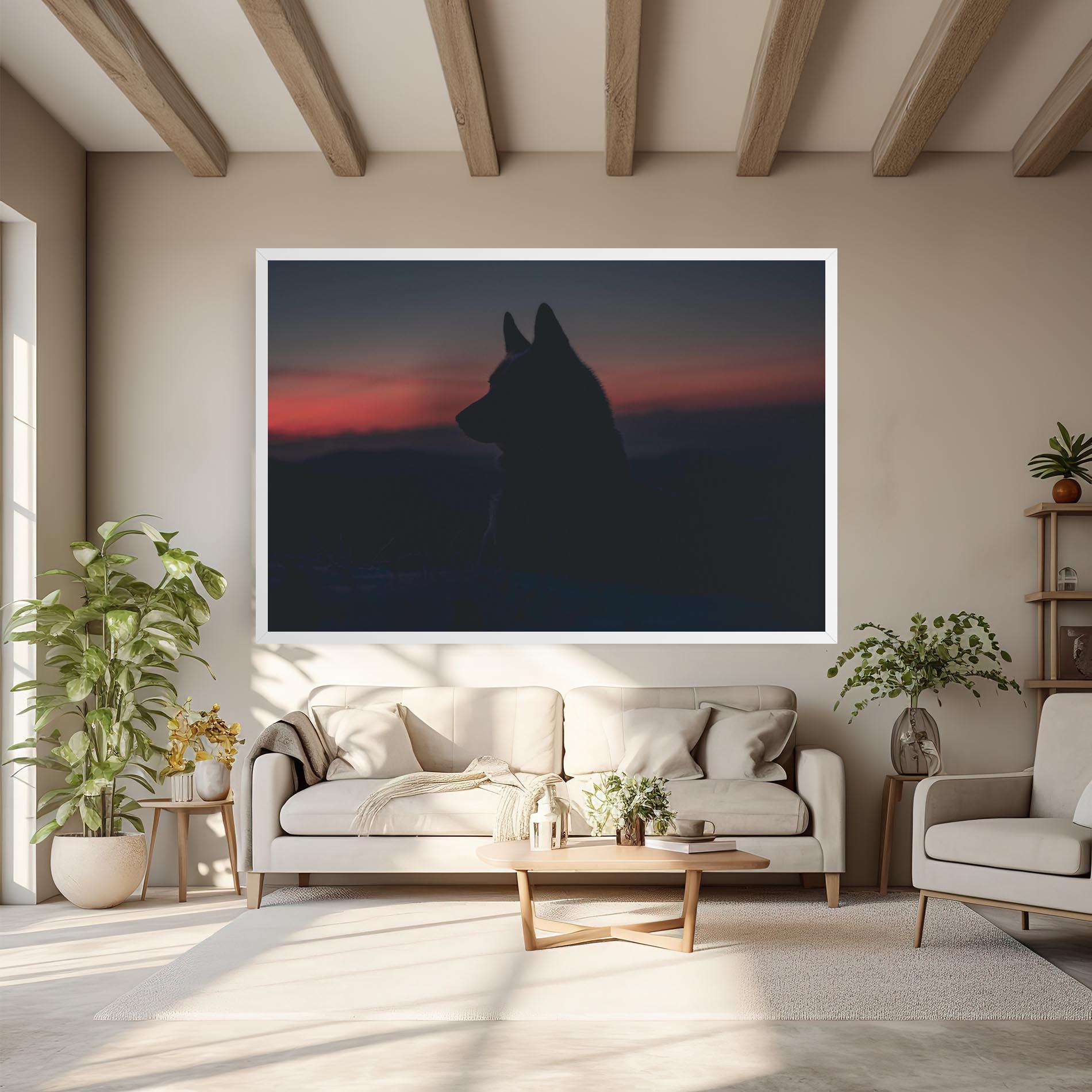 Leinwandbild Wolf Shillouette mockup 6