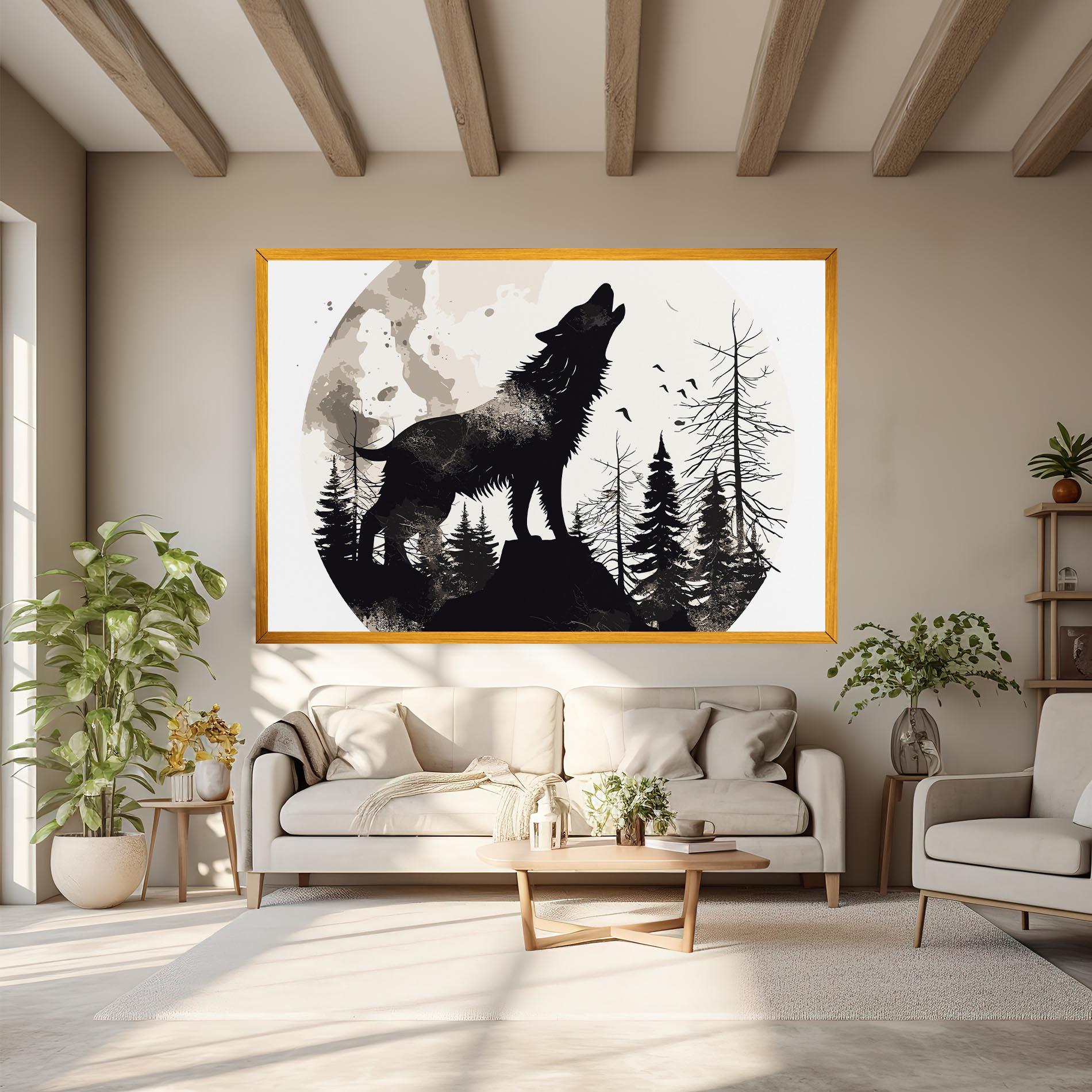 Leinwandbild Black On Cream Wolf mockup 6