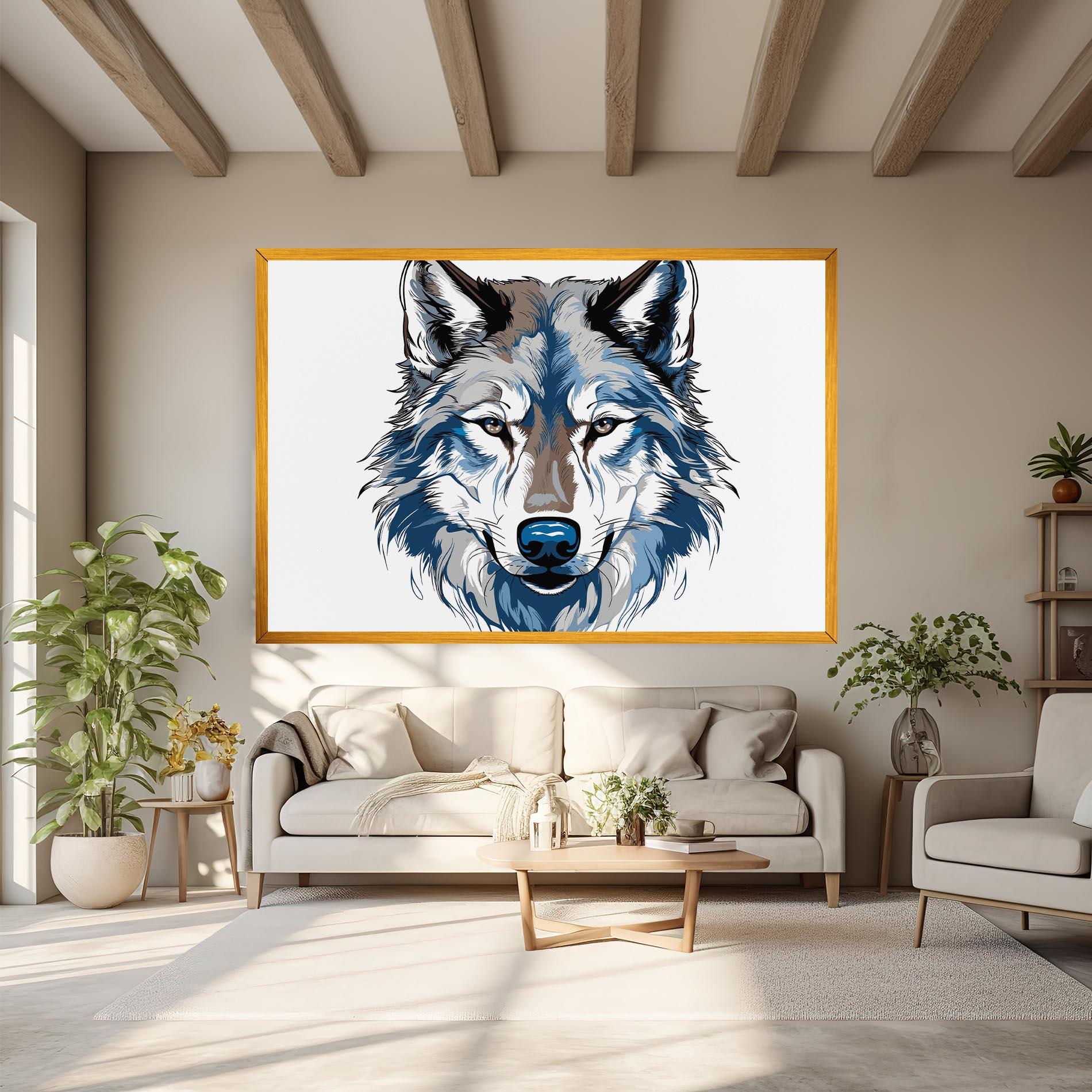 Leinwandbild Blue Wolf Head mockup 6