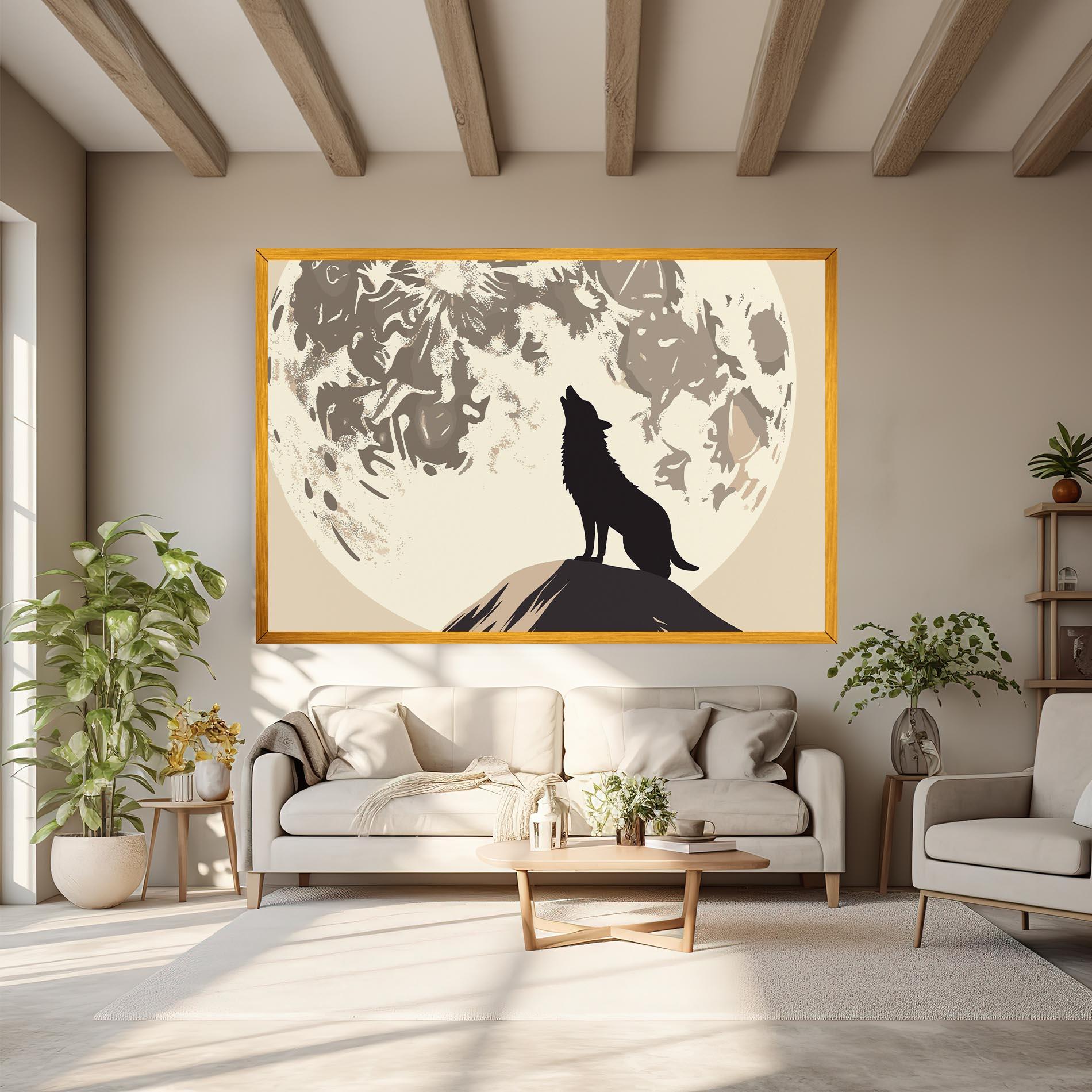 Leinwandbild Cream Moon Wolf mockup 6