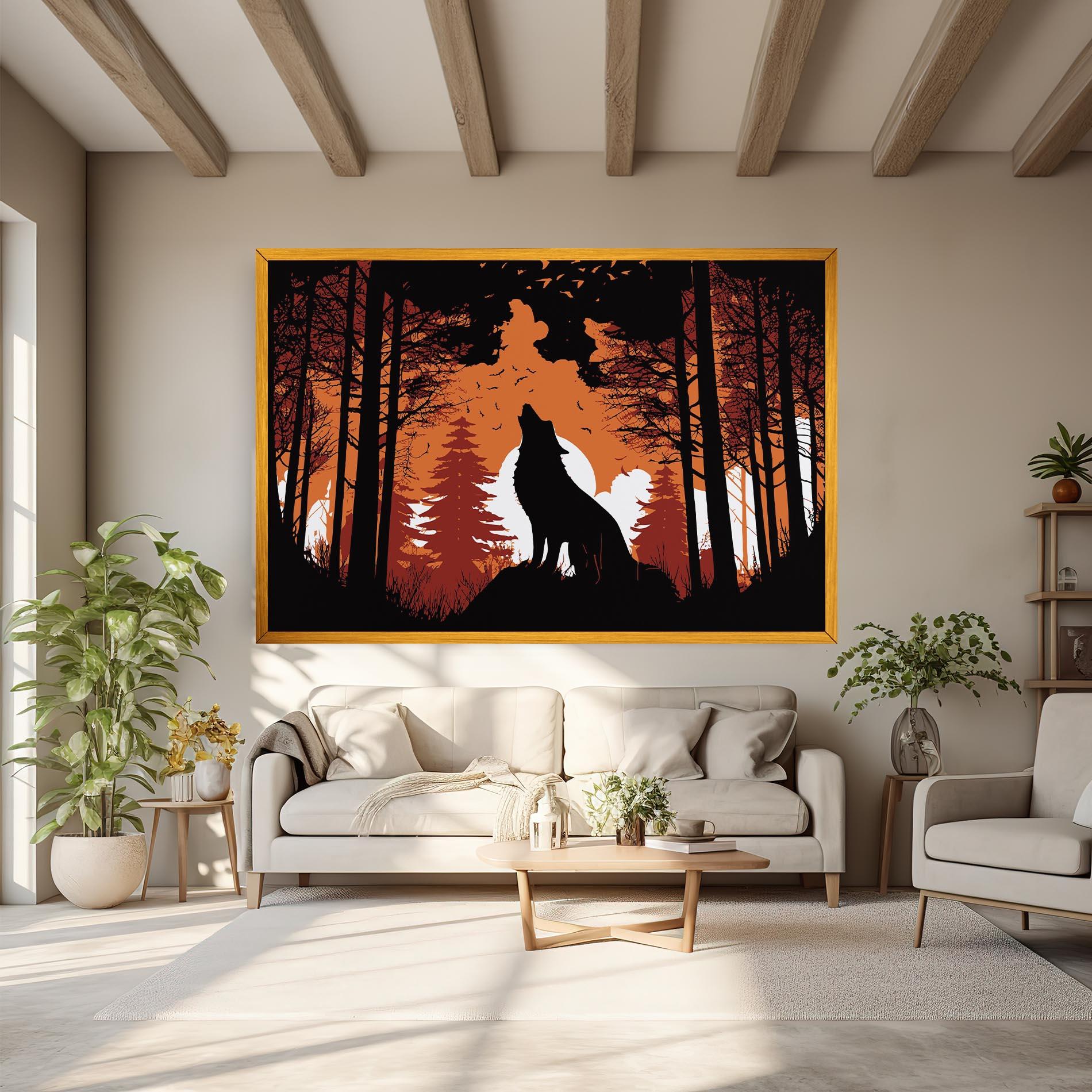 Leinwandbild Orange Sky Wolf mockup 6