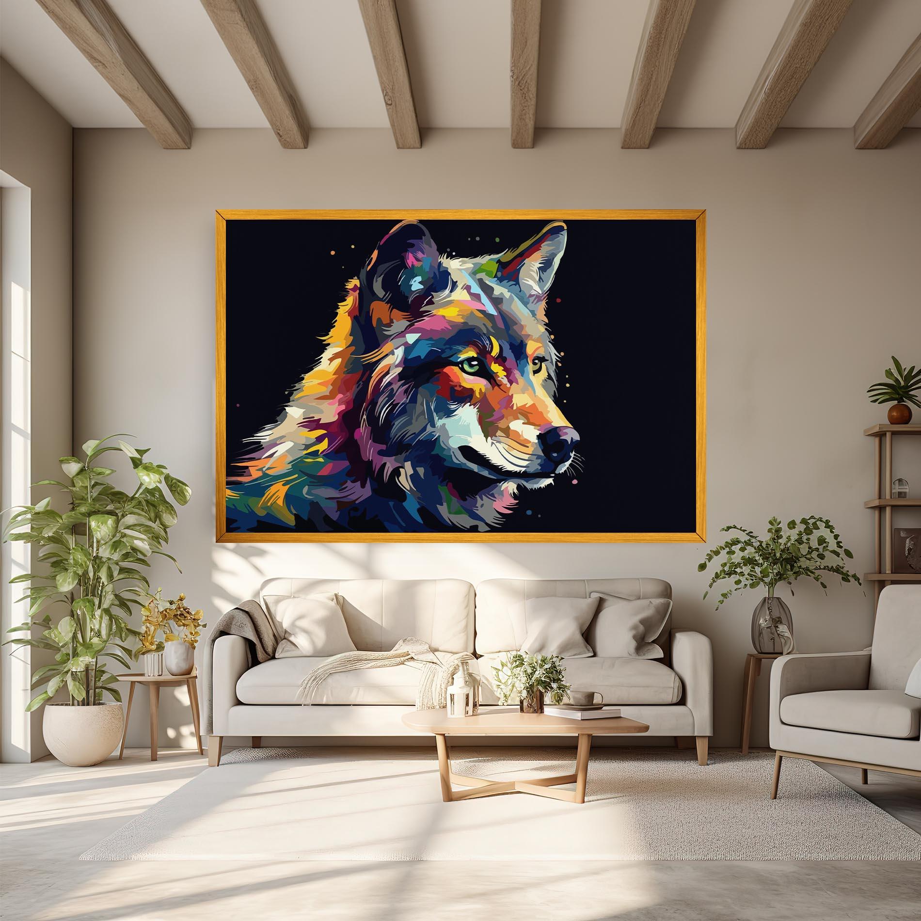 Leinwandbild Painted Wolf mockup 6