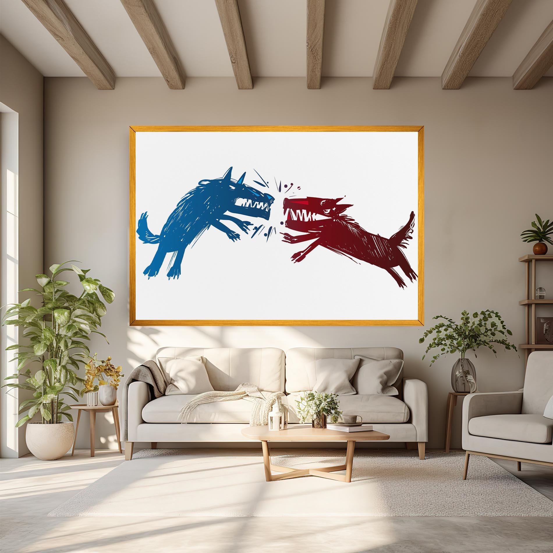 Leinwandbild Red Blue Wolves mockup 6