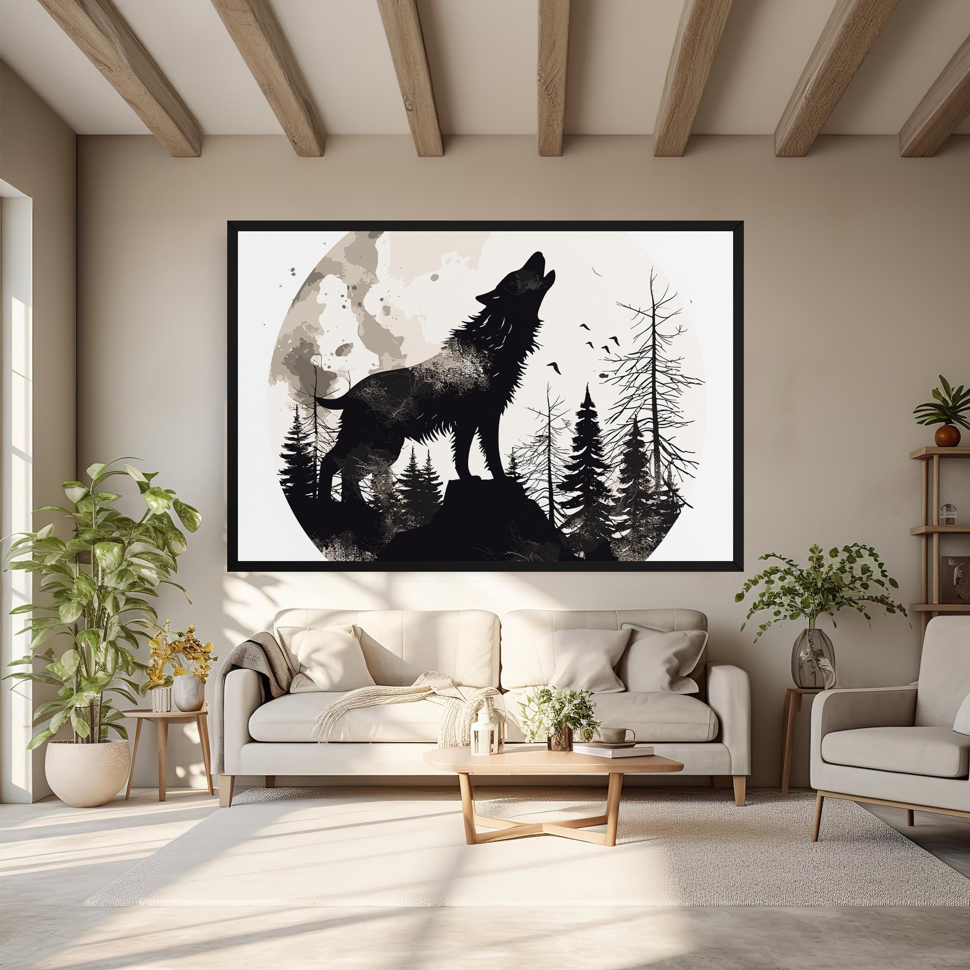 Leinwandbild Black On Cream Wolf mockup 6