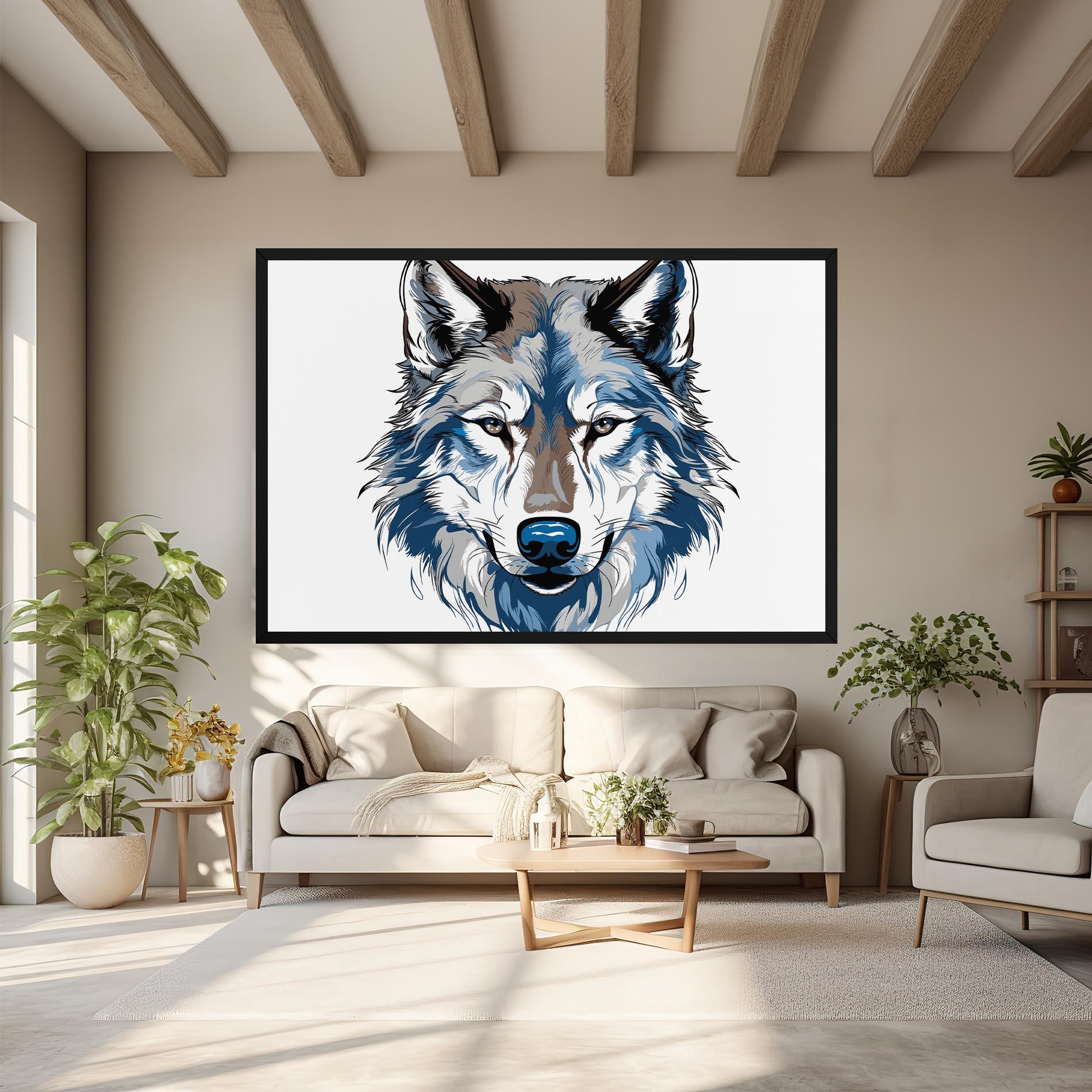 Leinwandbild Blue Wolf Head mockup 6