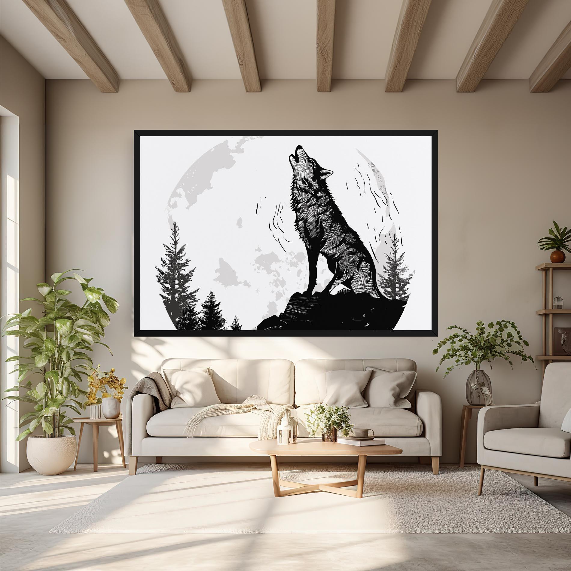 Leinwandbild Grey Moon Wolf mockup 6