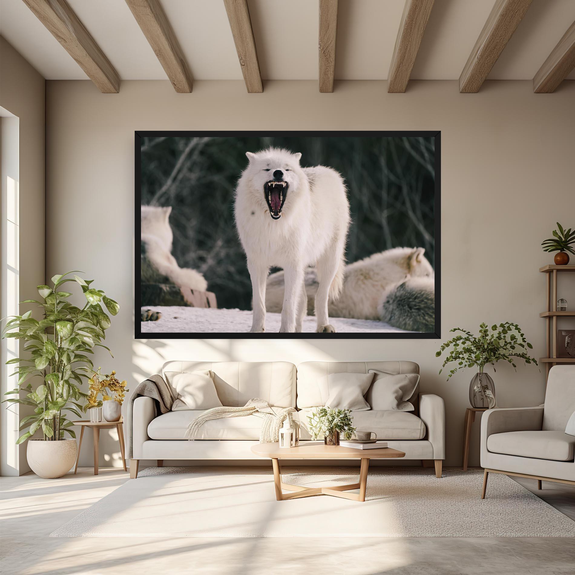 Leinwandbild Laughing White Wolf mockup 6