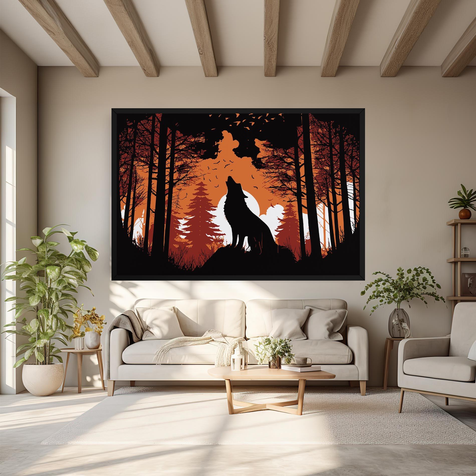 Leinwandbild Orange Sky Wolf mockup 6