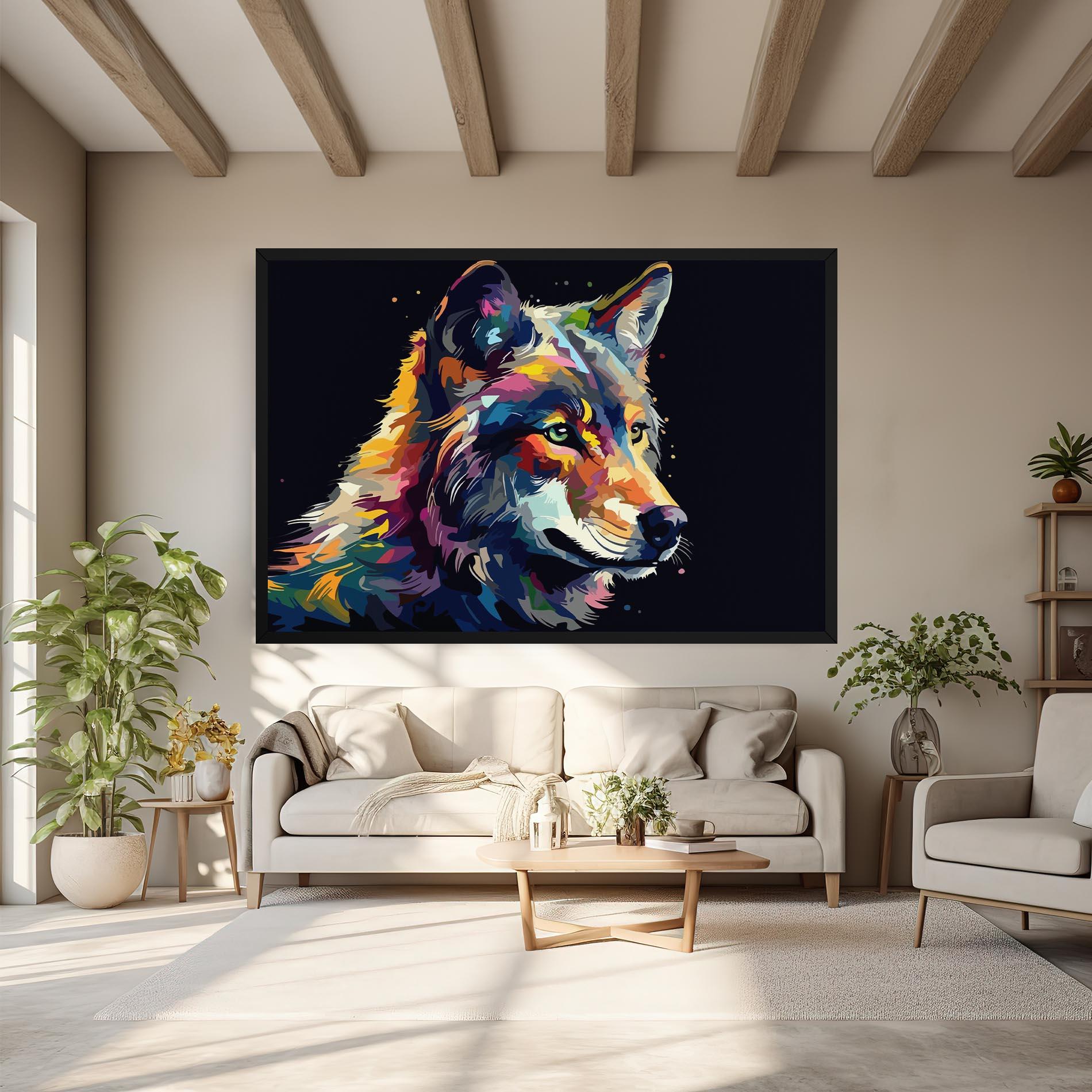 Leinwandbild Painted Wolf mockup 6