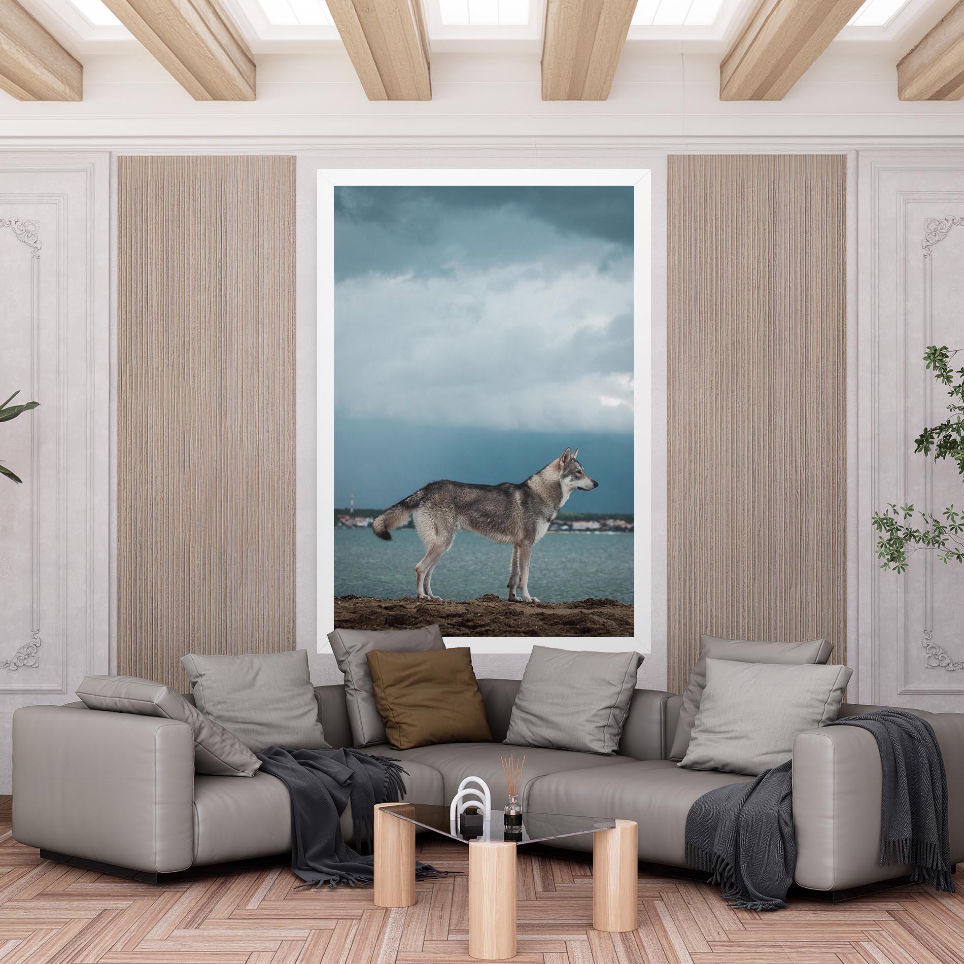 Leinwandbild Grey Wolf Looking mockup 6