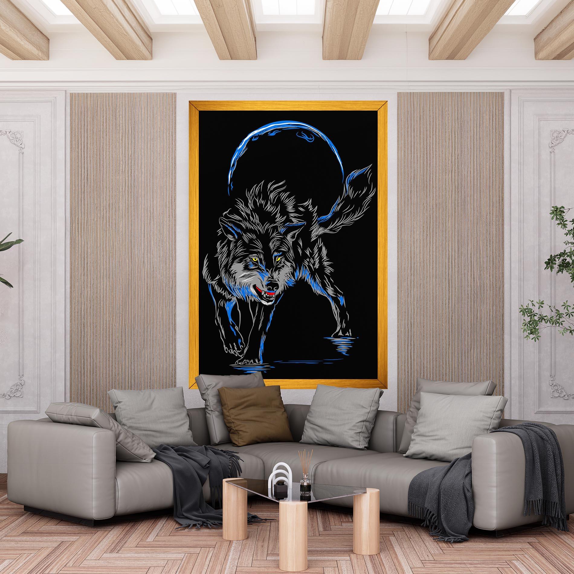 Leinwandbild Grey Blue Wolf mockup 6