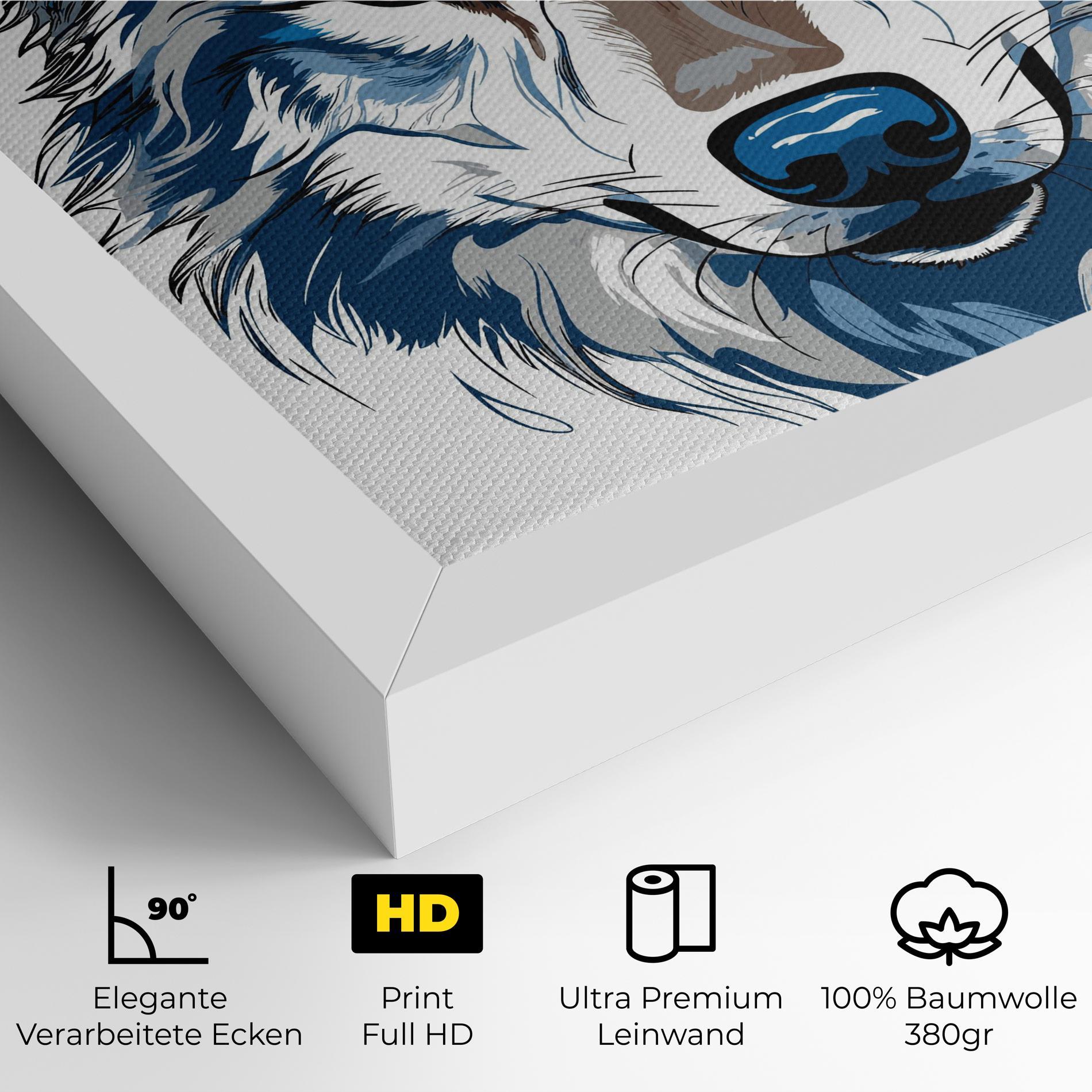 Leinwandbild Blue Wolf Head mockup 4