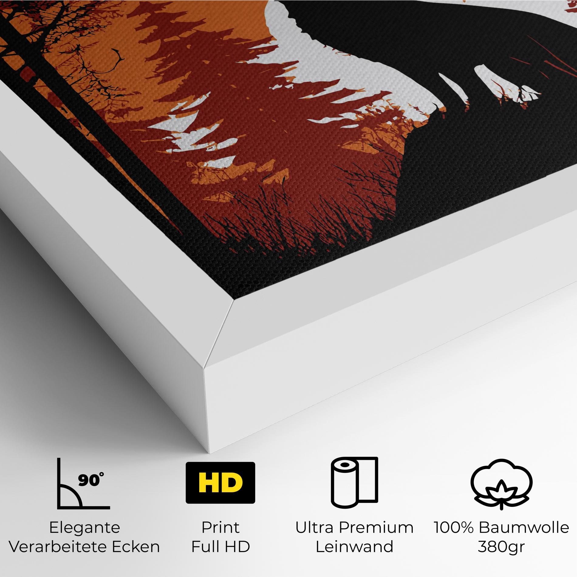 Leinwandbild Orange Sky Wolf mockup 4
