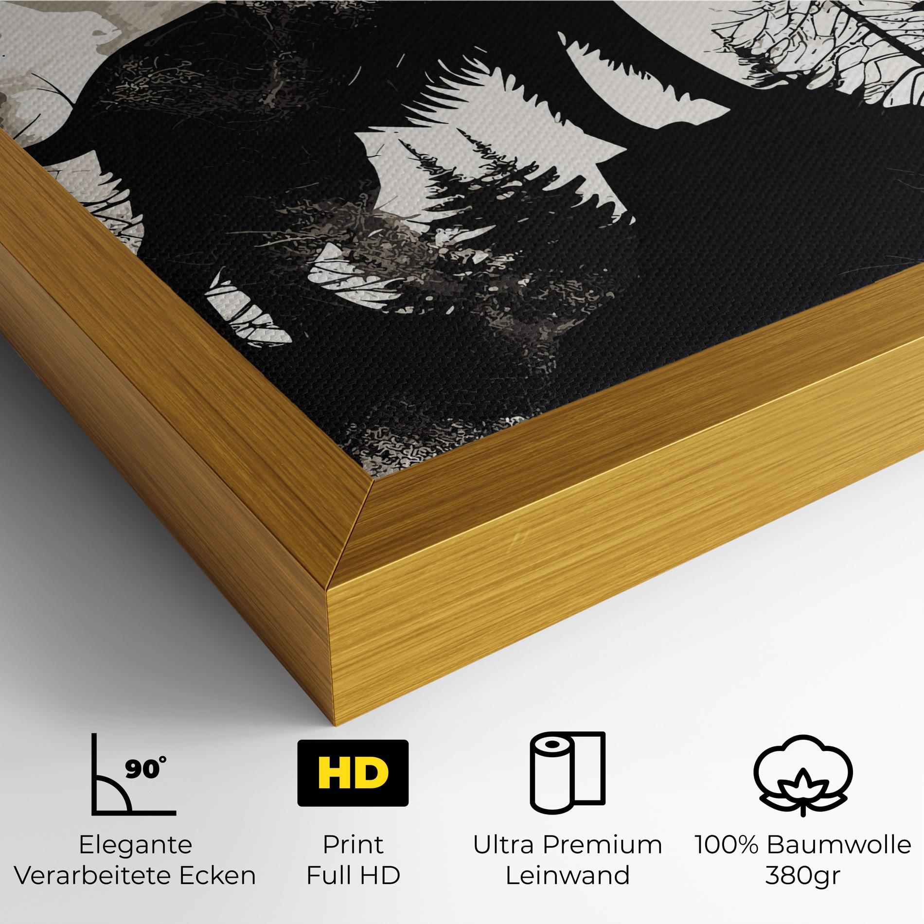 Leinwandbild Black On Cream Wolf mockup 4