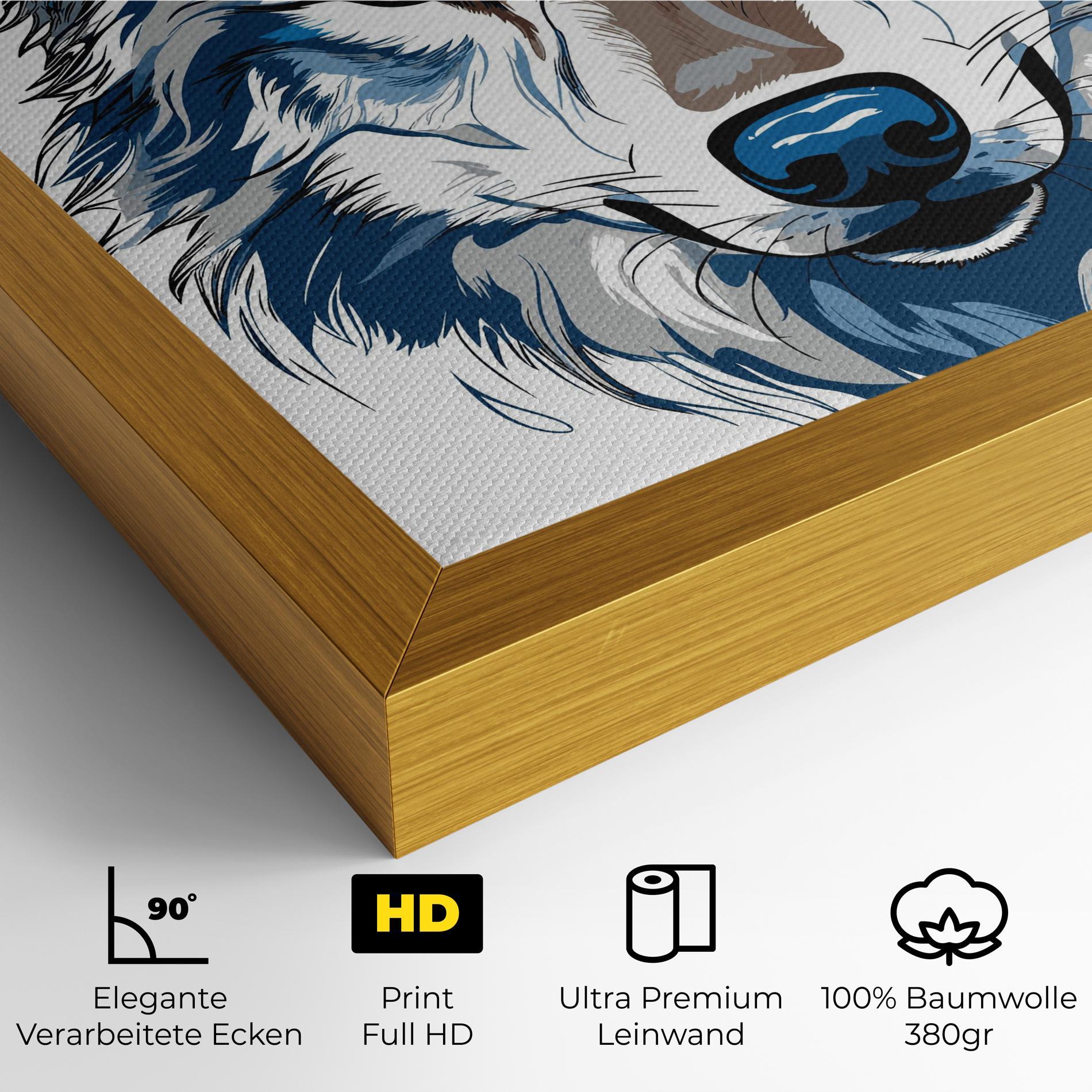 Leinwandbild Blue Wolf Head mockup 4