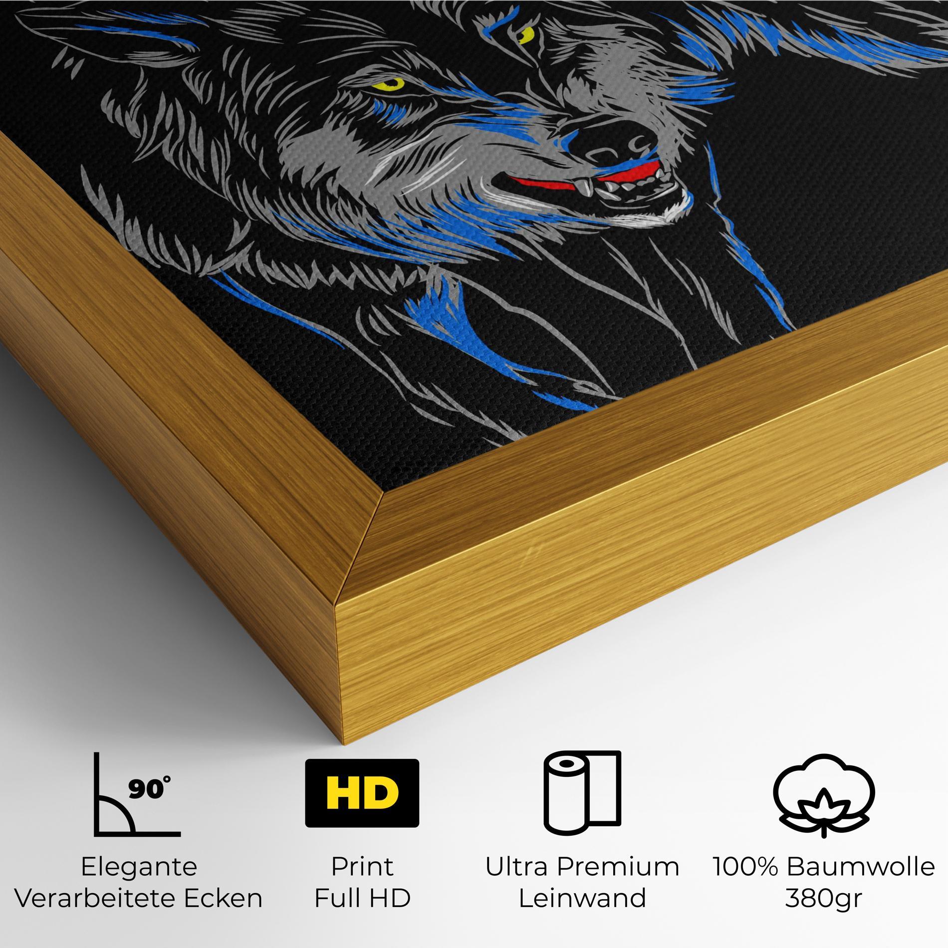 Leinwandbild Grey Blue Wolf mockup 4