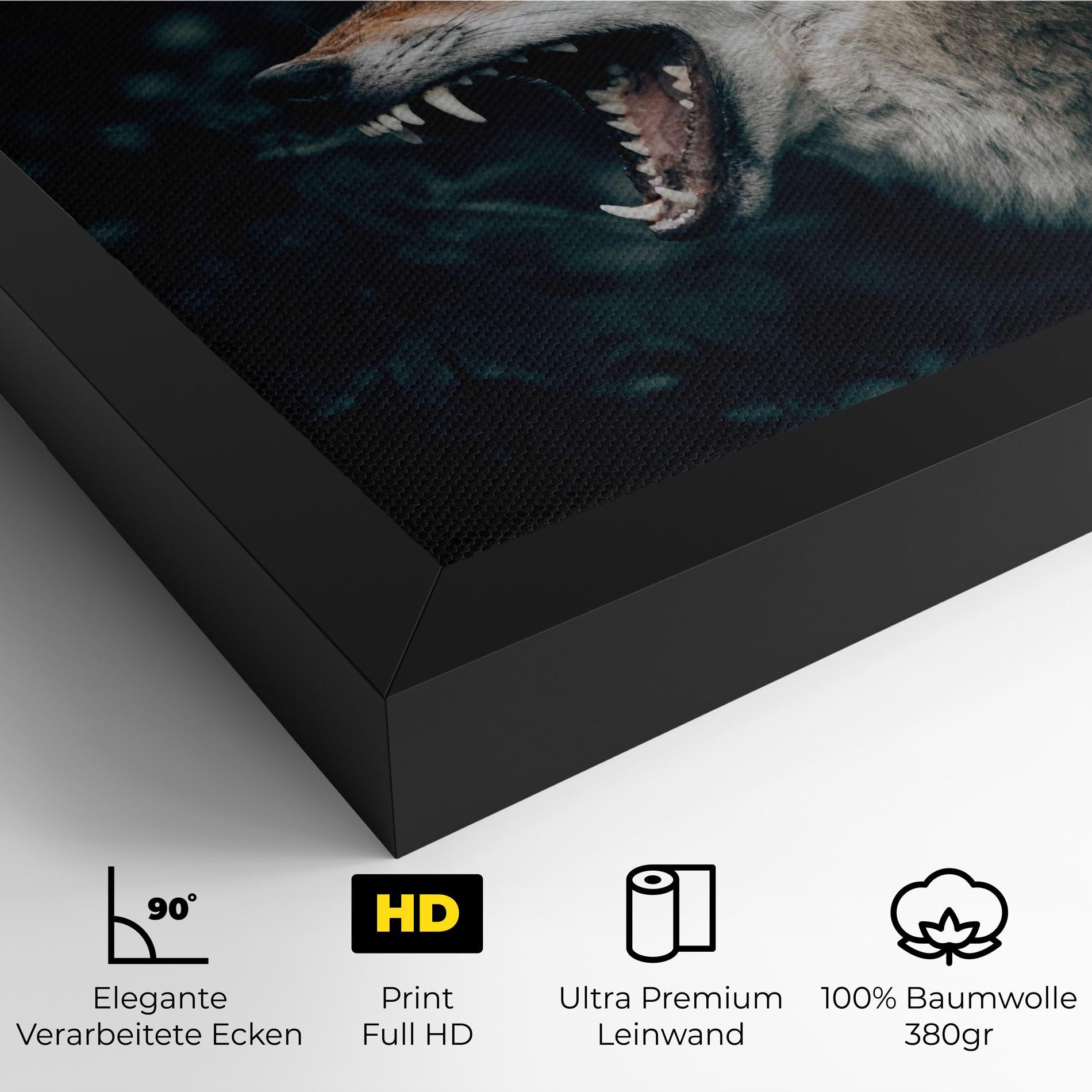 Leinwandbild Angry Wolf In The Forest mockup 4
