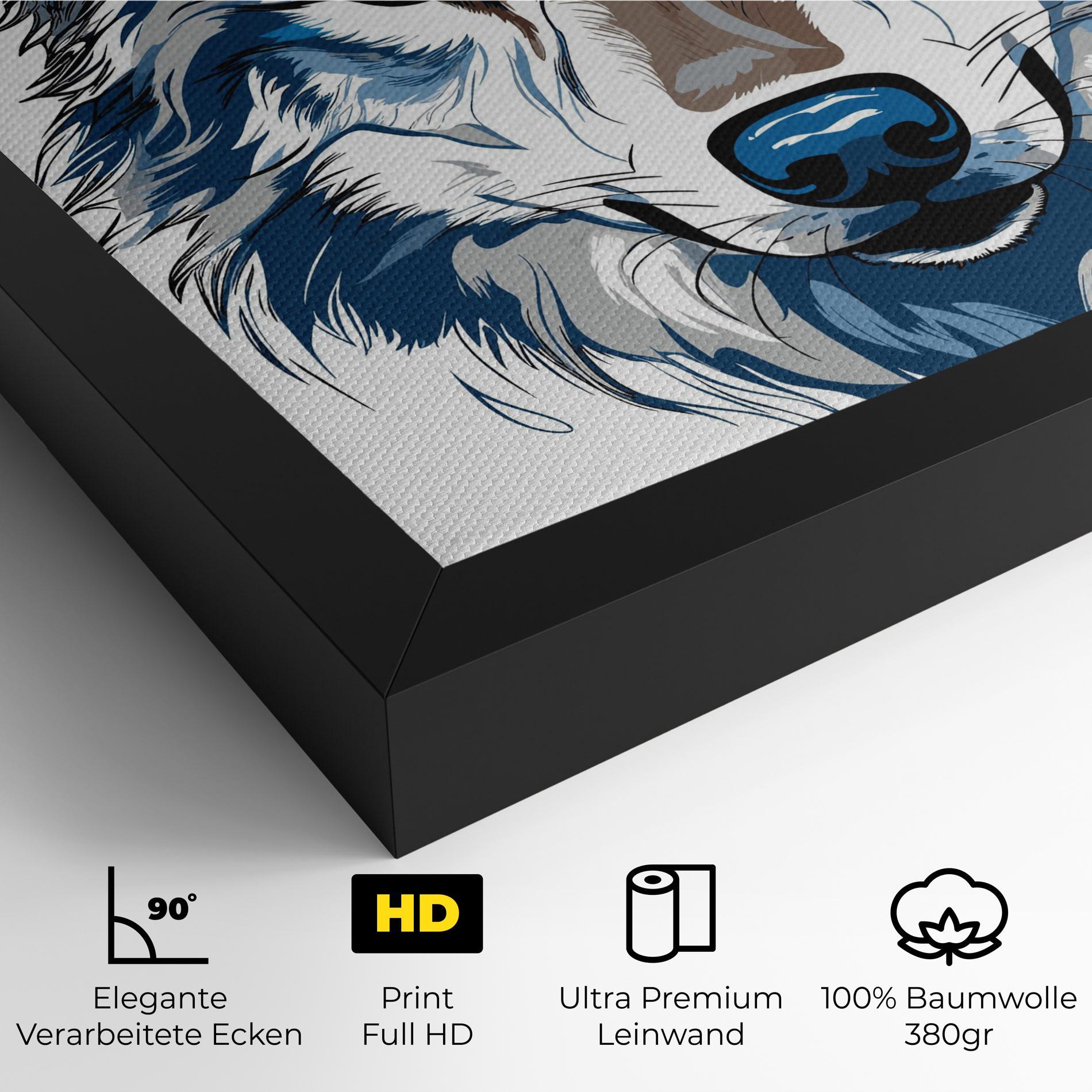 Leinwandbild Blue Wolf Head mockup 4