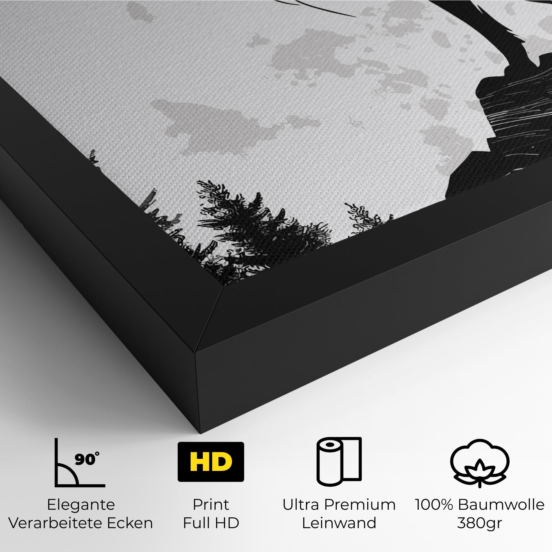 Leinwandbild Grey Moon Wolf mockup 4