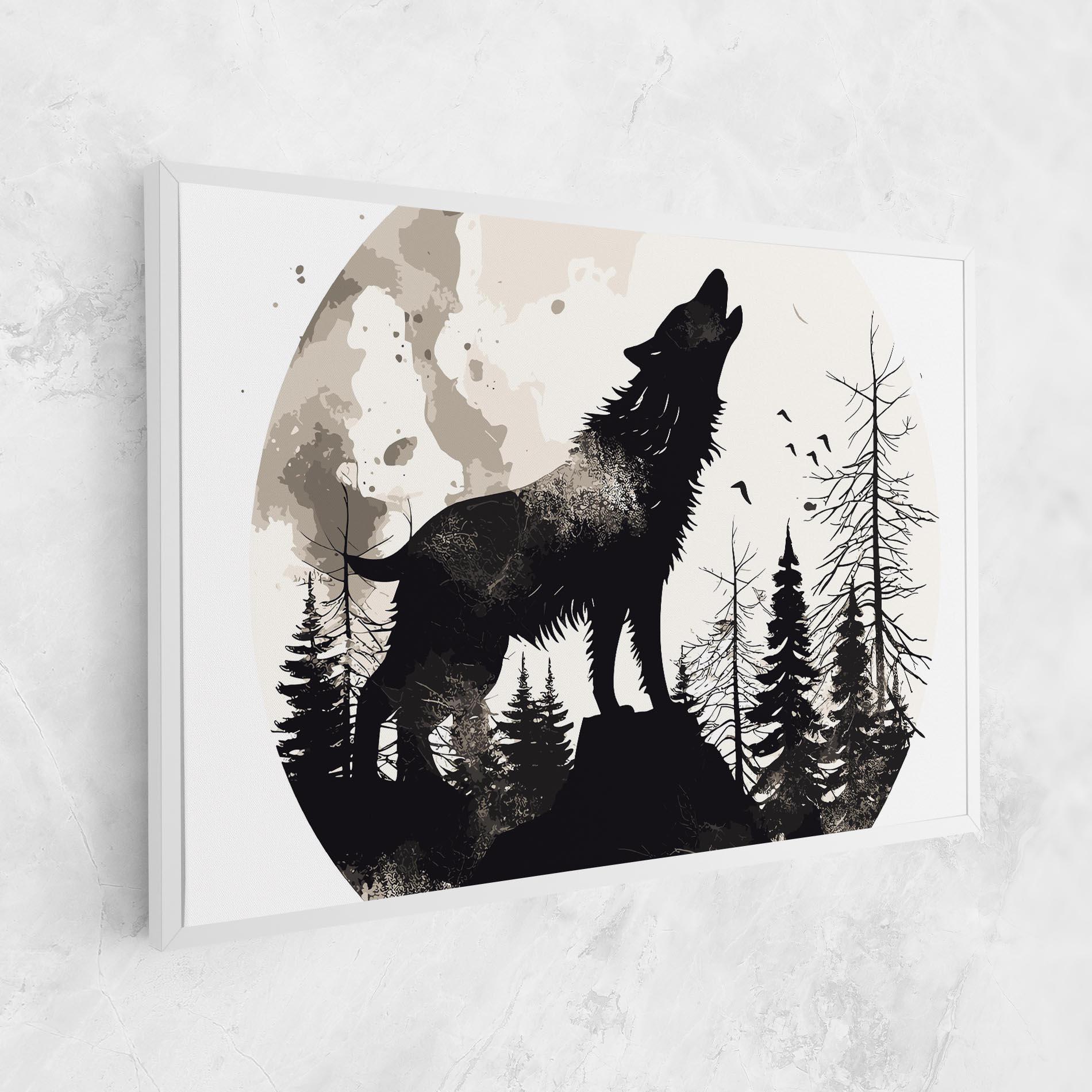 Leinwandbild Black On Cream Wolf mockup 1