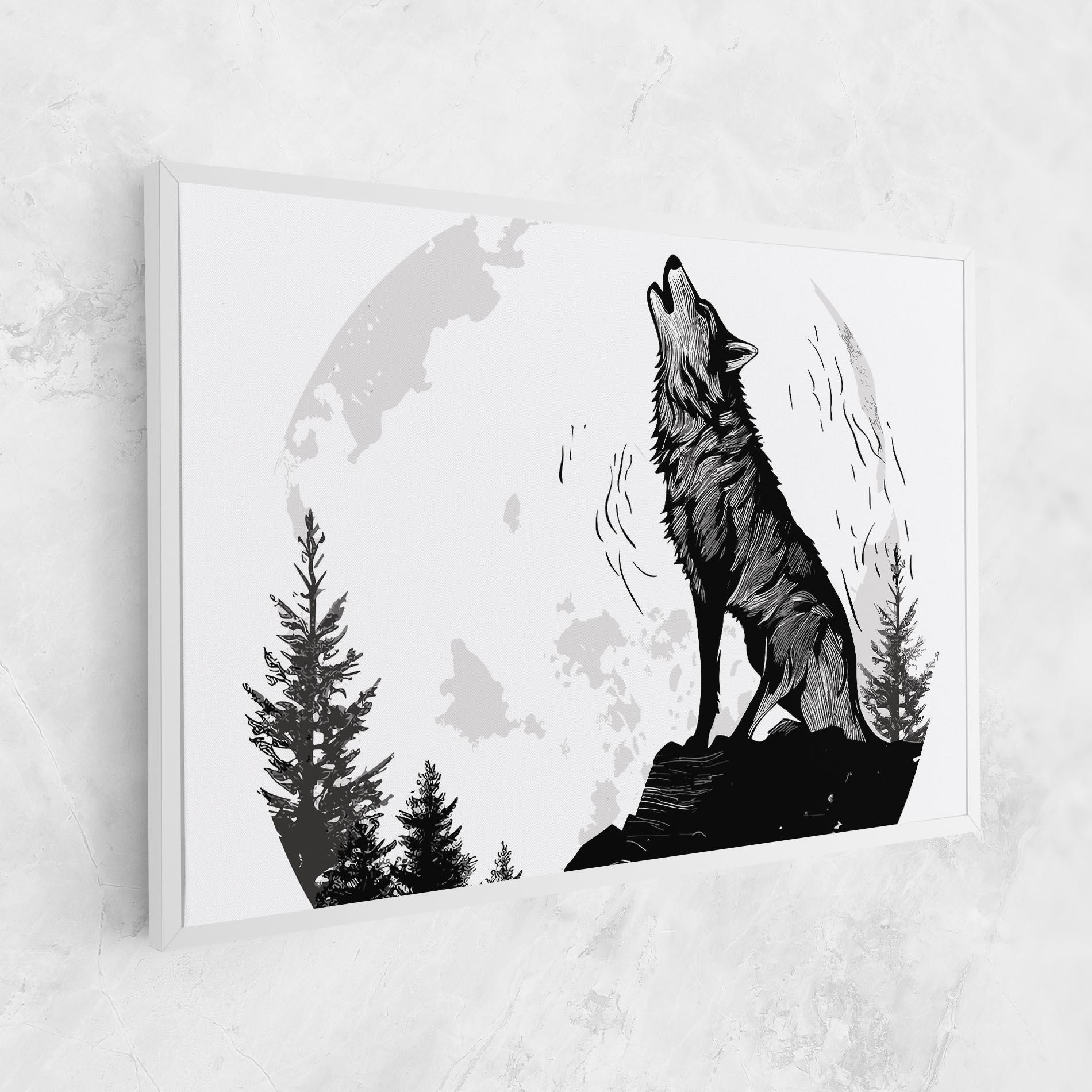 Leinwandbild Grey Moon Wolf mockup 1