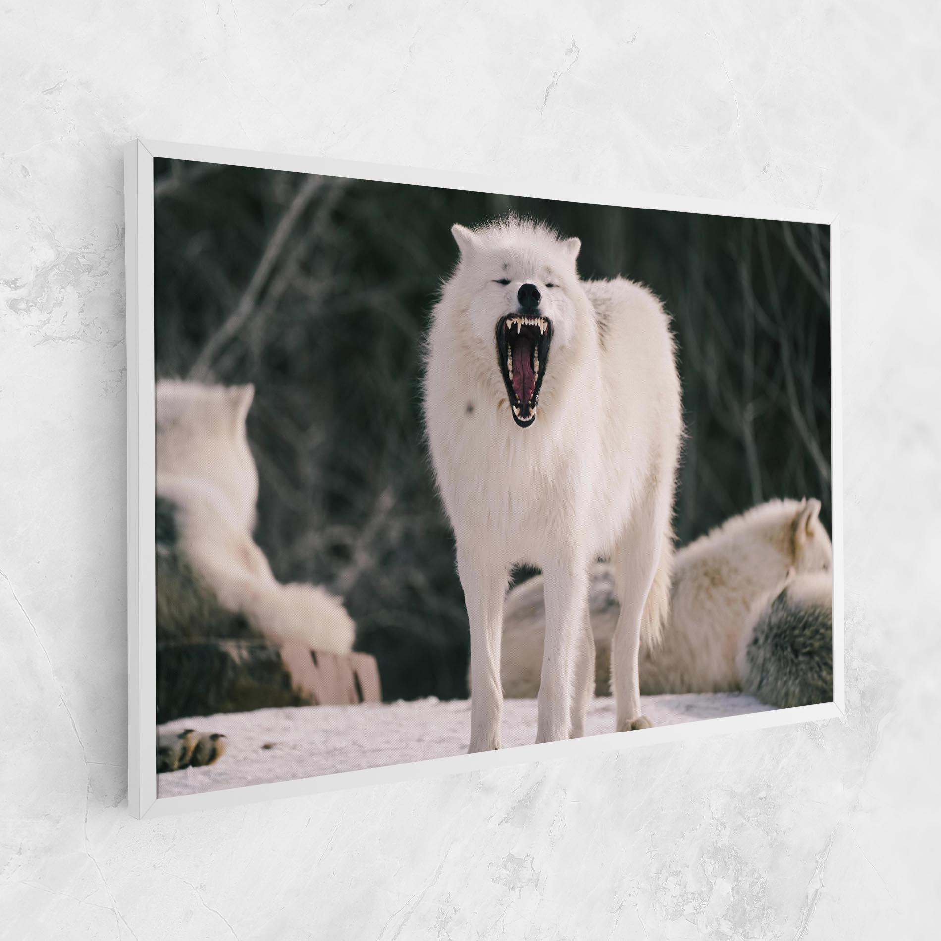 Leinwandbild Laughing White Wolf mockup 1
