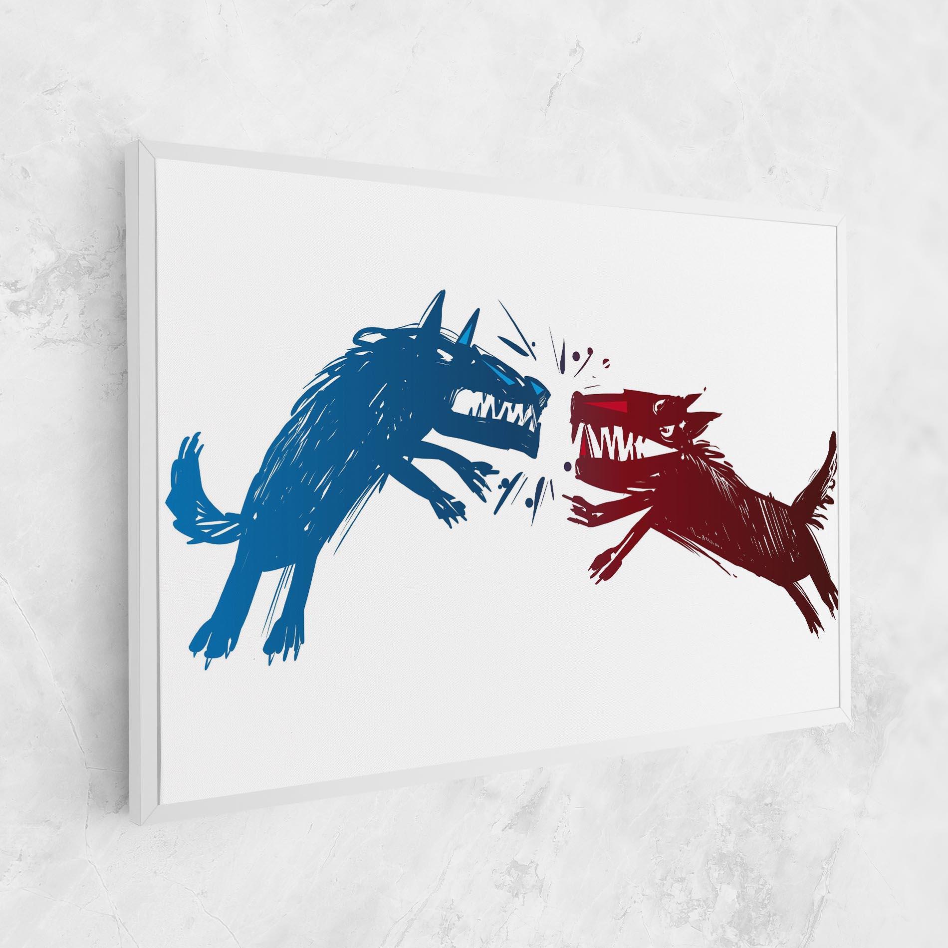 Leinwandbild Red Blue Wolves mockup 1