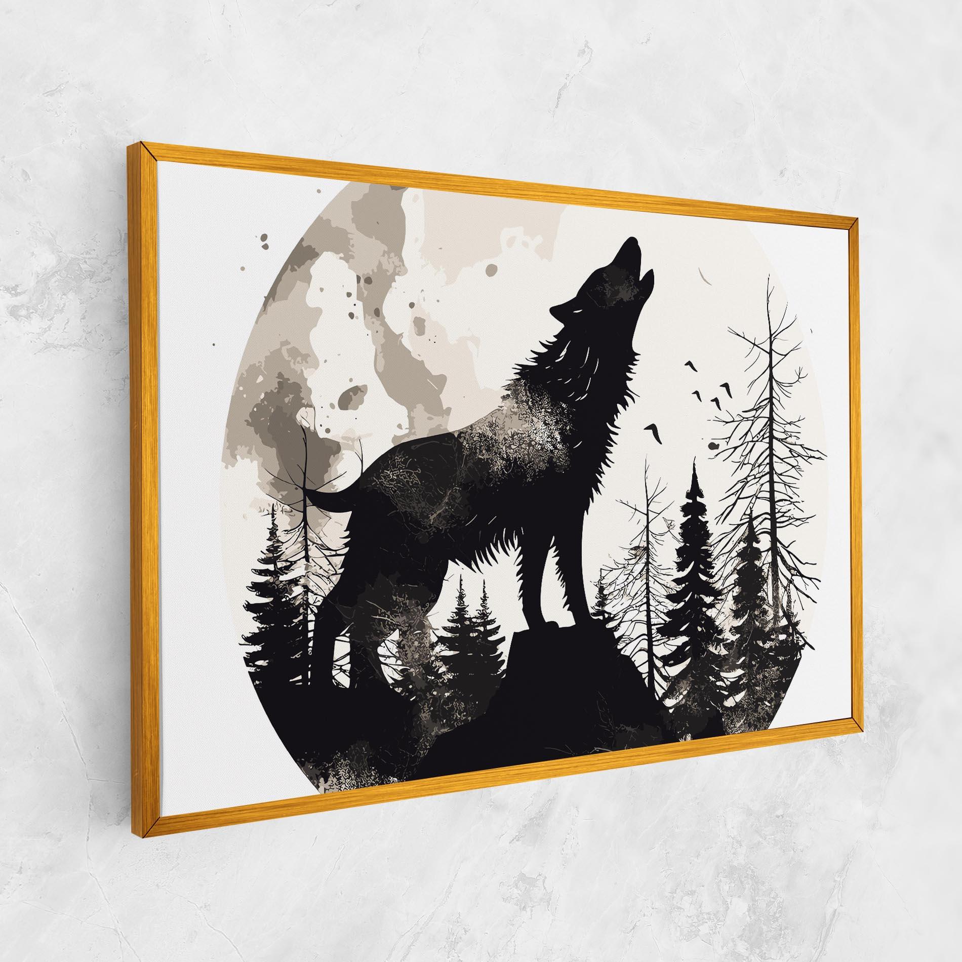 Leinwandbild Black On Cream Wolf mockup 1