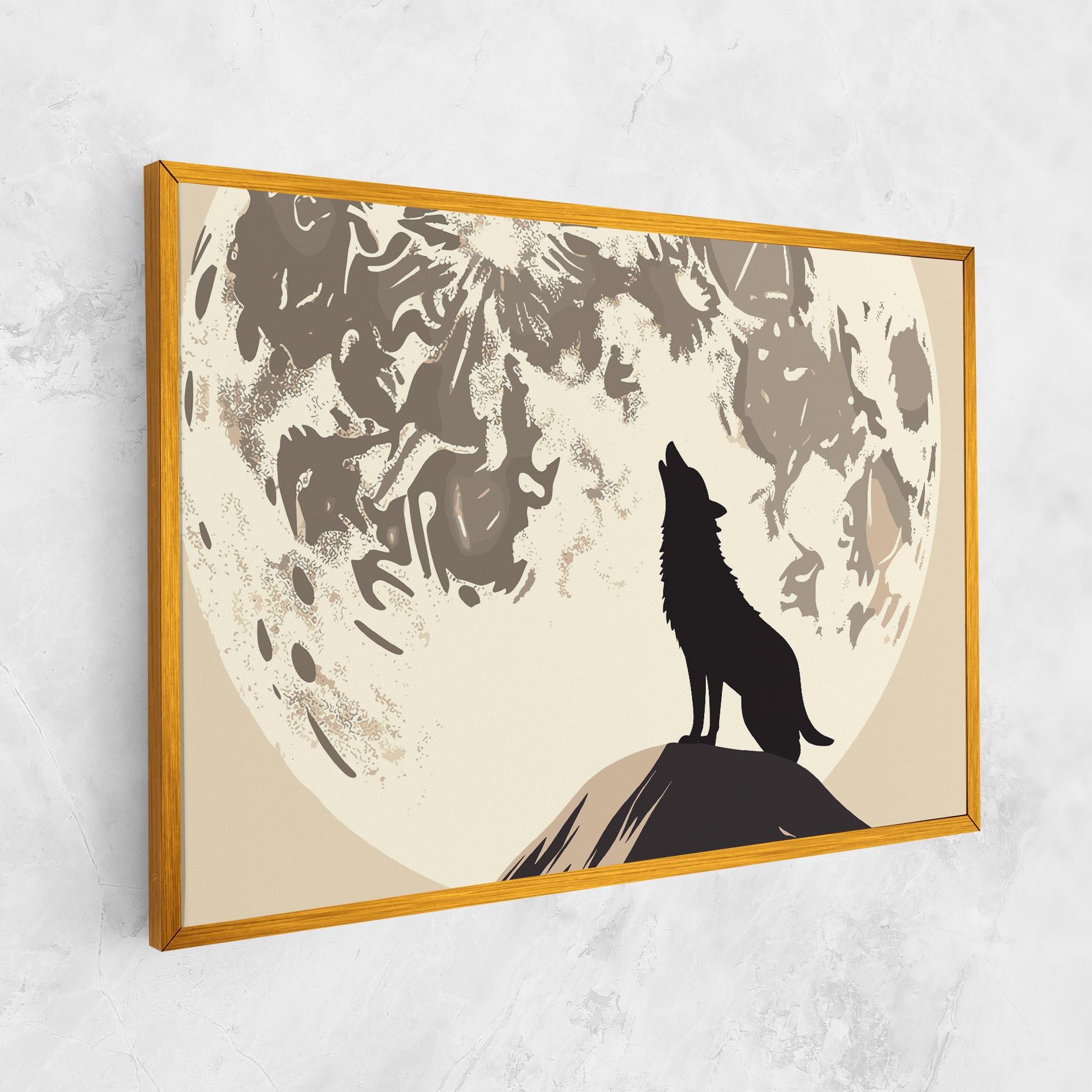 Leinwandbild Cream Moon Wolf mockup 1