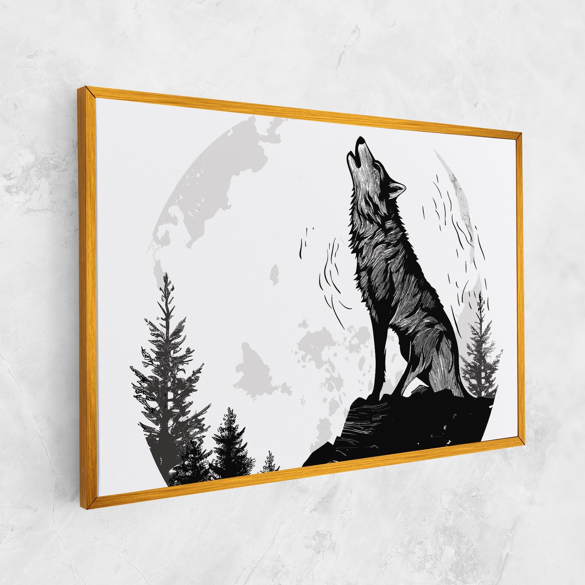 Leinwandbild Grey Moon Wolf mockup 1