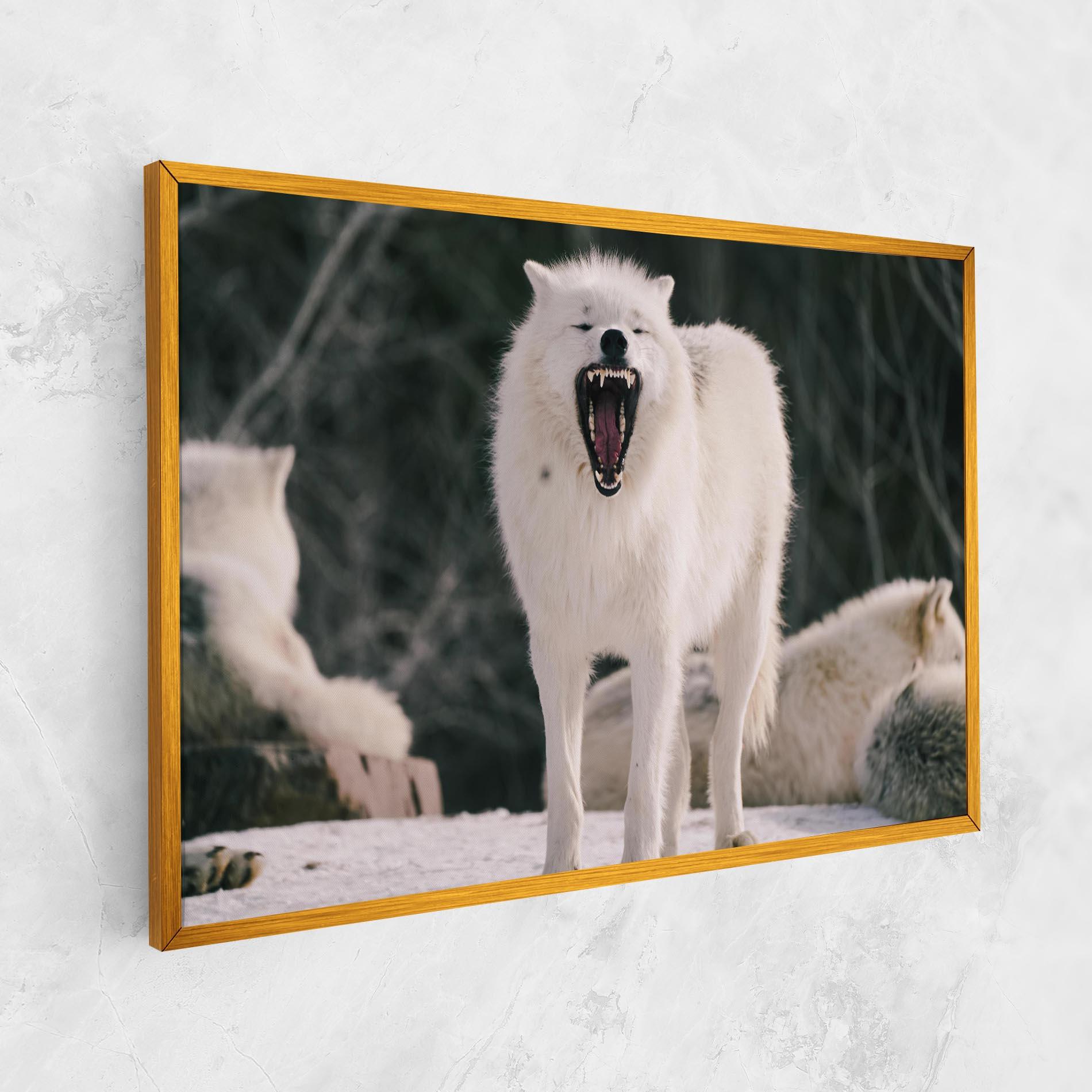 Leinwandbild Laughing White Wolf mockup 1