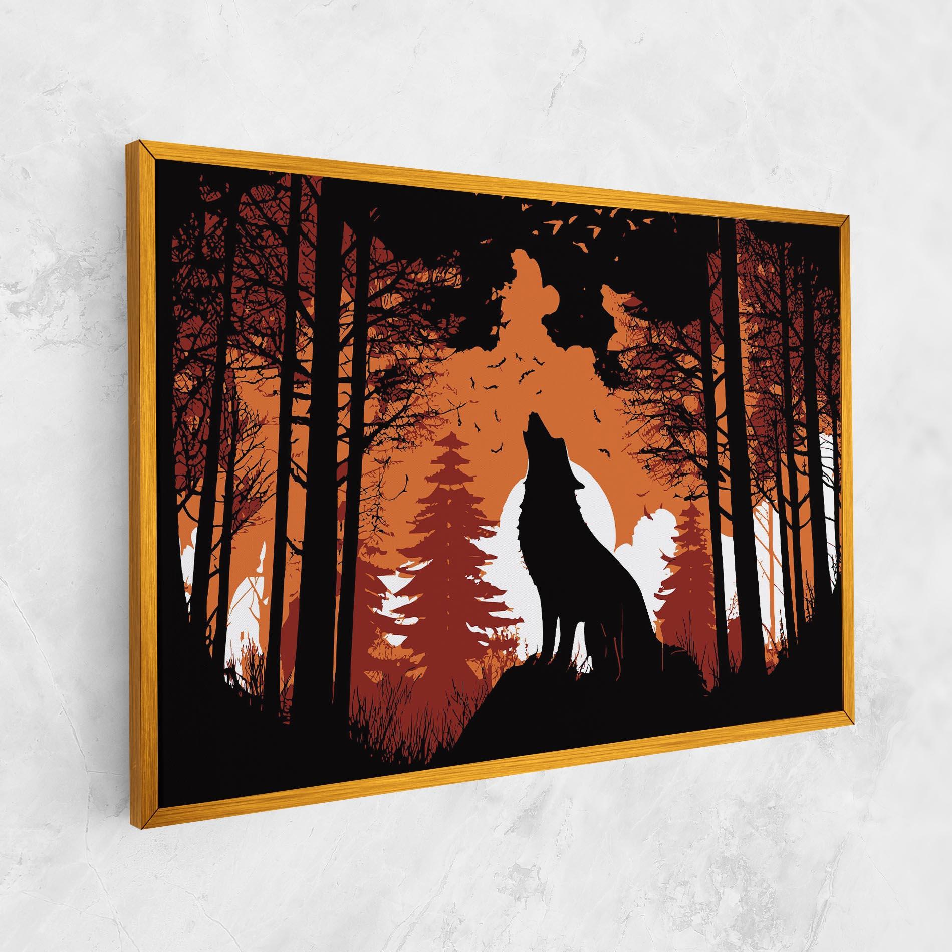 Leinwandbild Orange Sky Wolf mockup 1