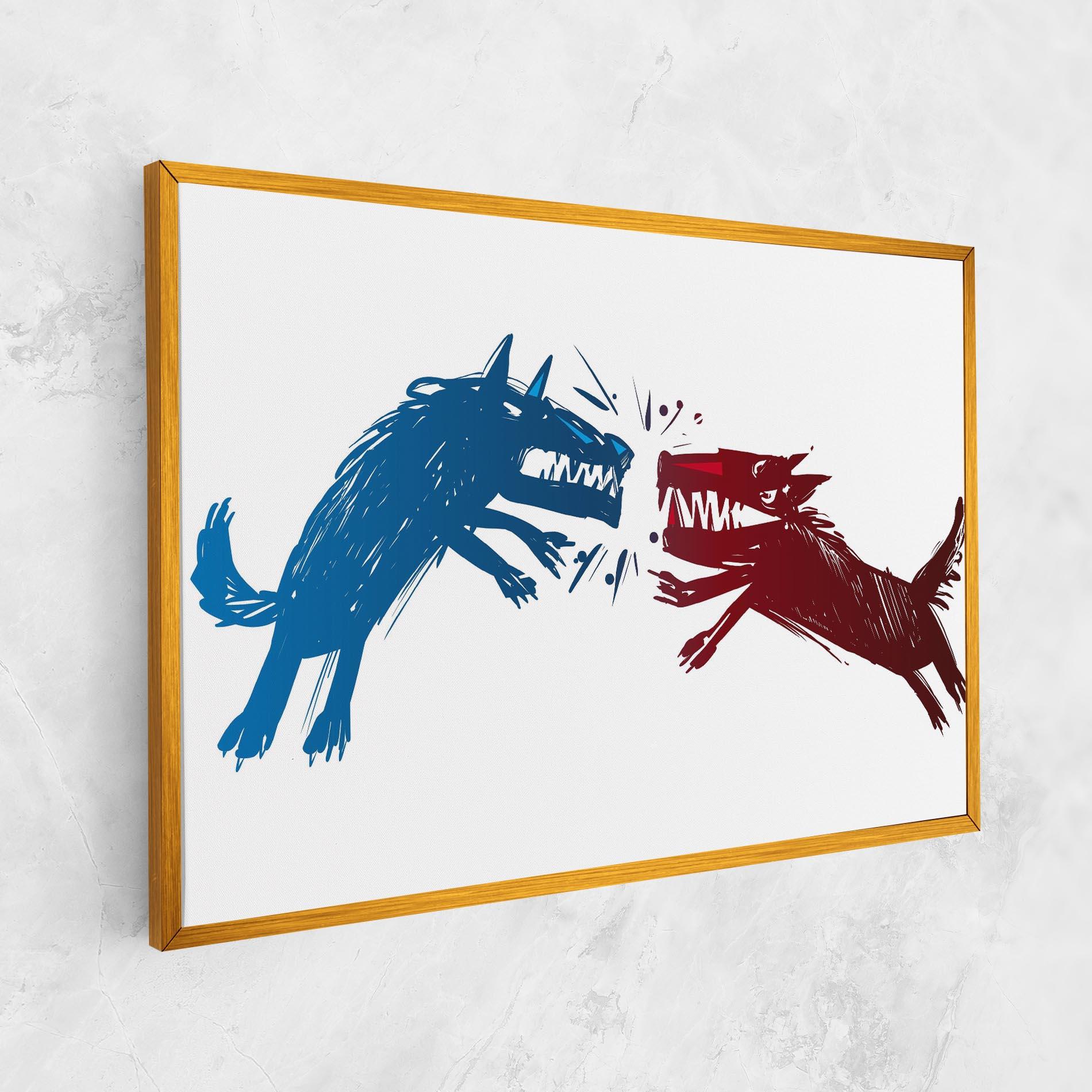 Leinwandbild Red Blue Wolves mockup 1