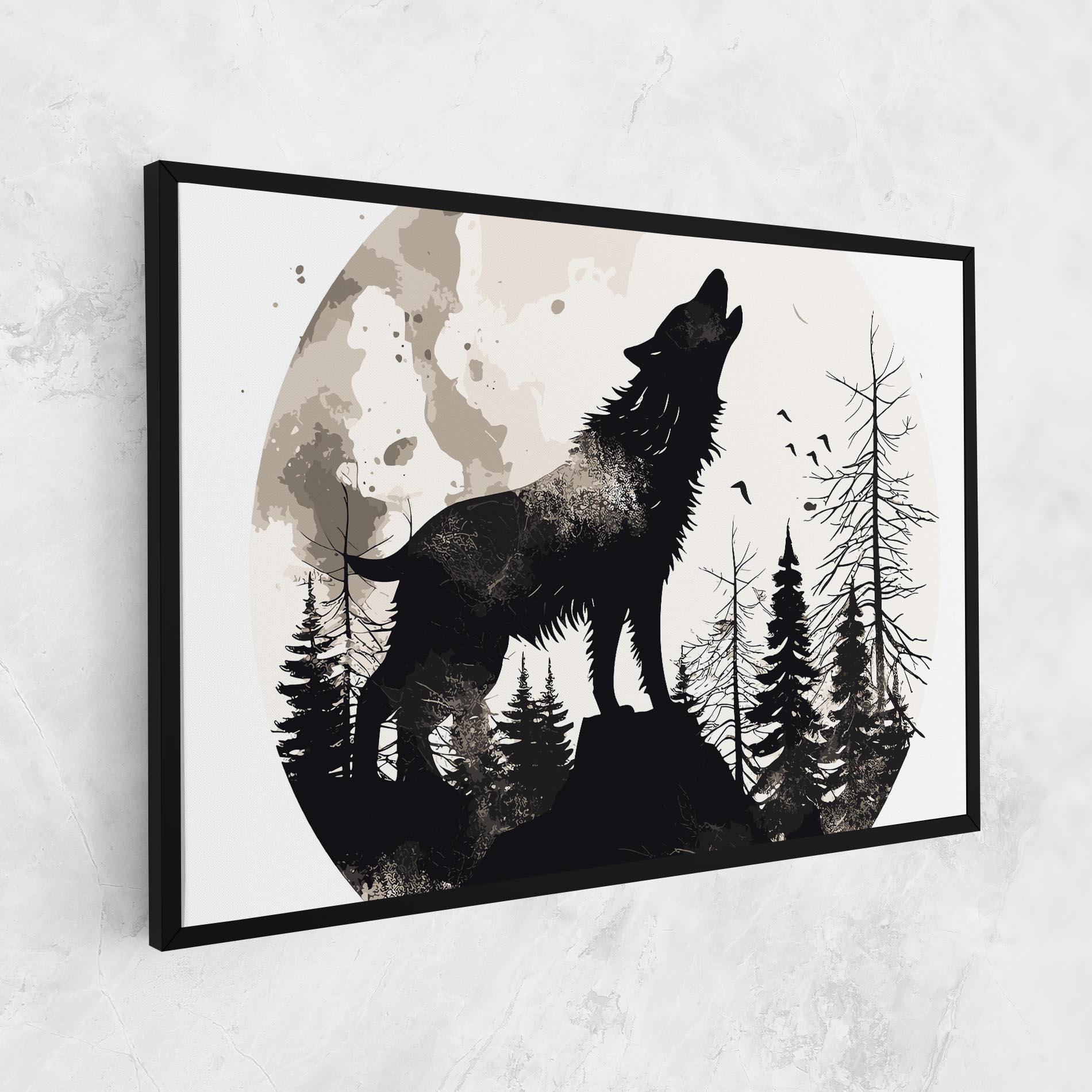 Leinwandbild Black On Cream Wolf mockup 1
